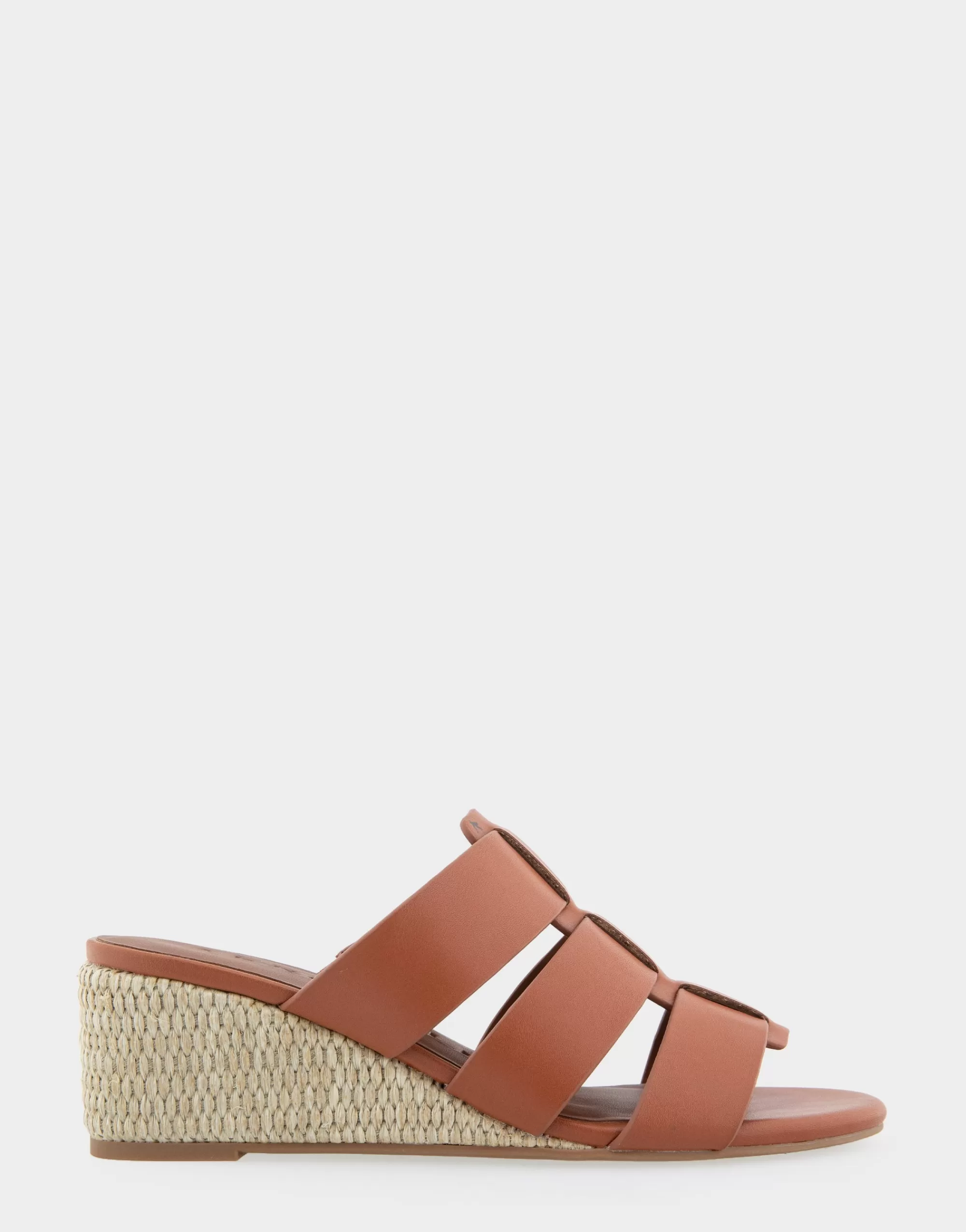 Aerosoles Wide Width Sandals | Dress*Comfortable Women's Fisherman Mid Wedge Slide in Gingerbread Faux Leather