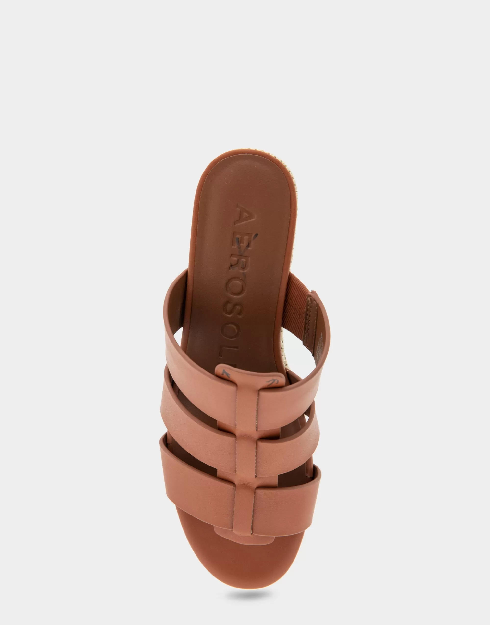 Aerosoles Wide Width Sandals | Dress*Comfortable Women's Fisherman Mid Wedge Slide in Gingerbread Faux Leather