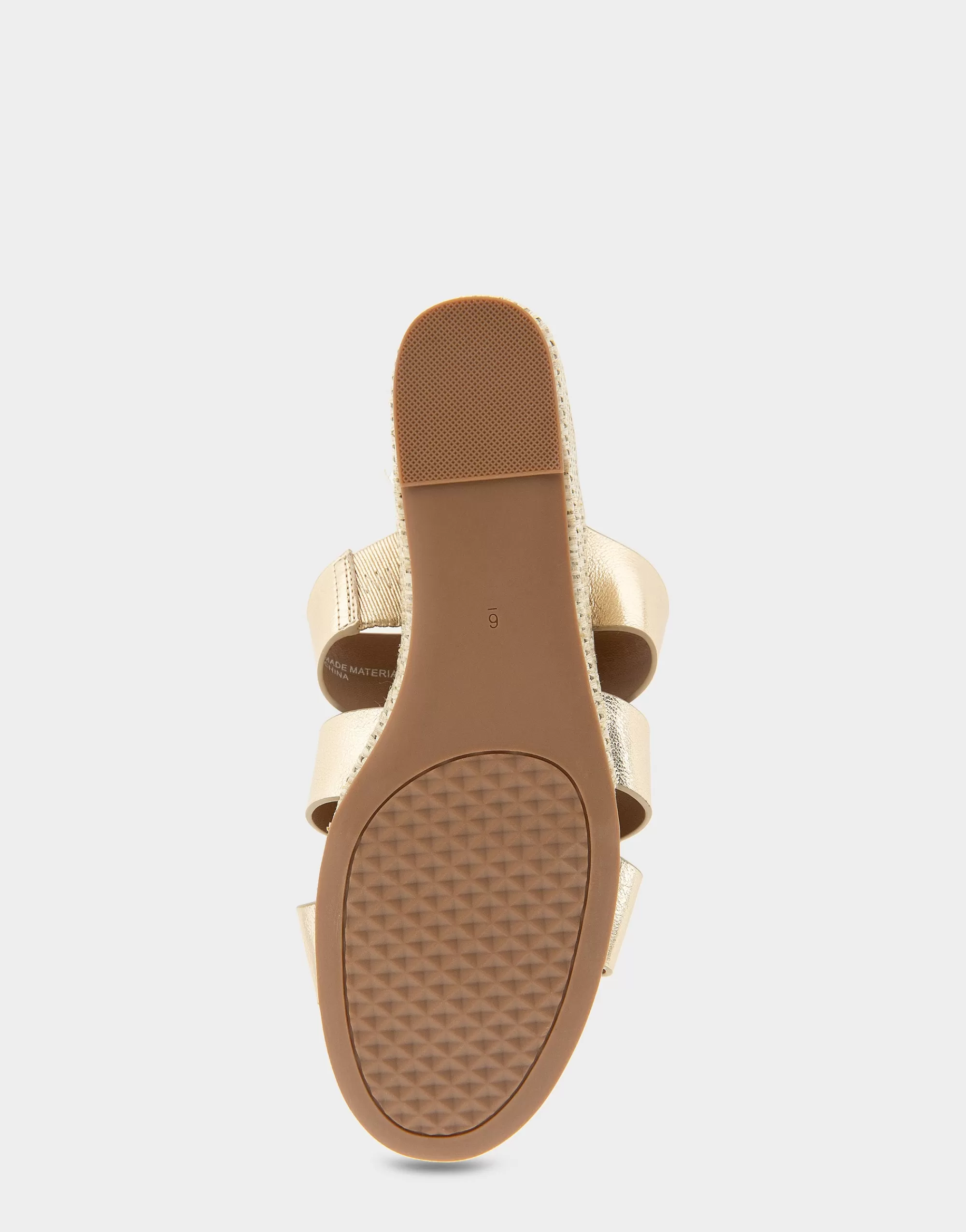 Aerosoles Wide Width Sandals | Dress*Comfortable Women's Fisherman Mid Wedge Slide in Soft Gold Faux Leather