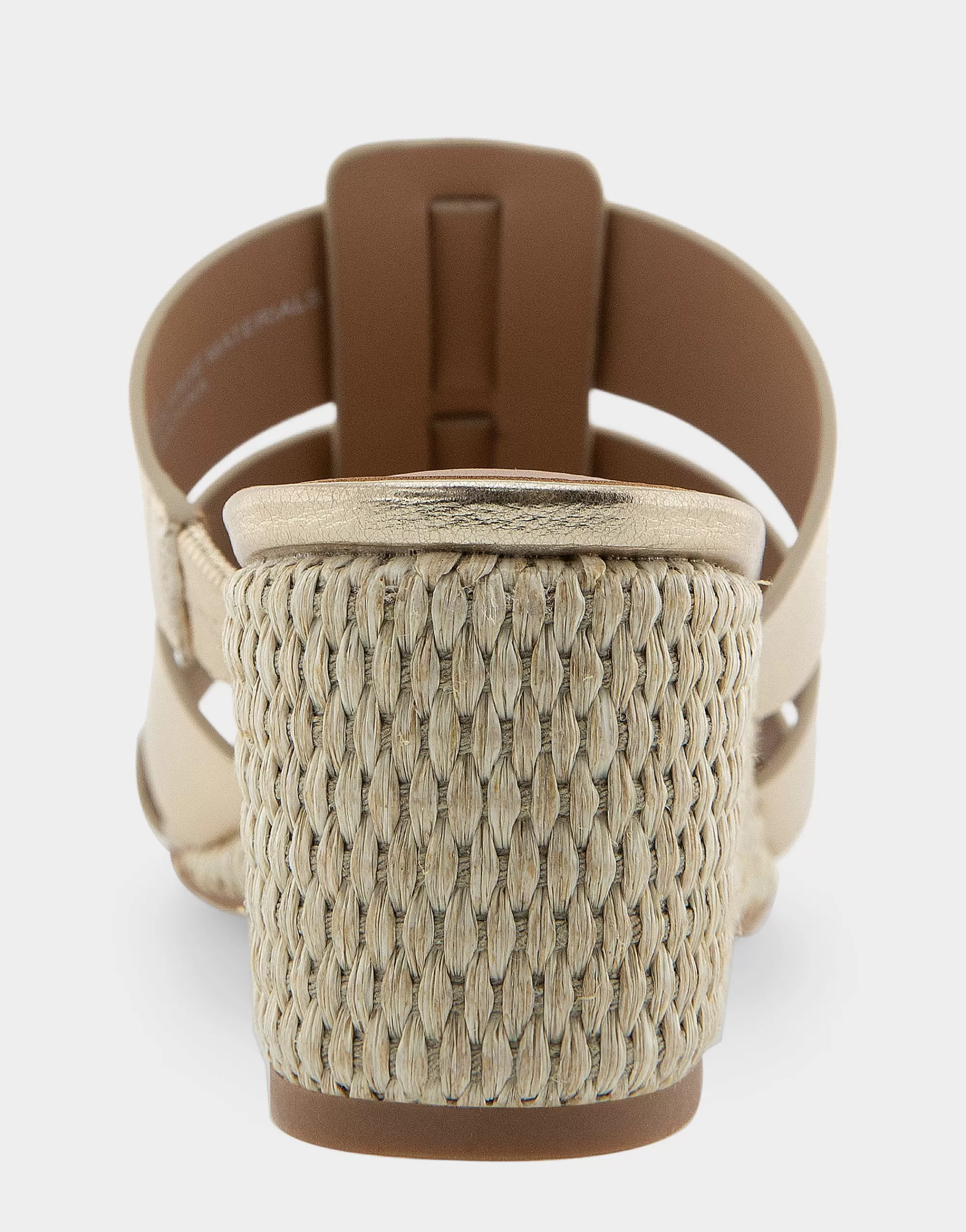 Aerosoles Wide Width Sandals | Dress*Comfortable Women's Fisherman Mid Wedge Slide in Soft Gold Faux Leather