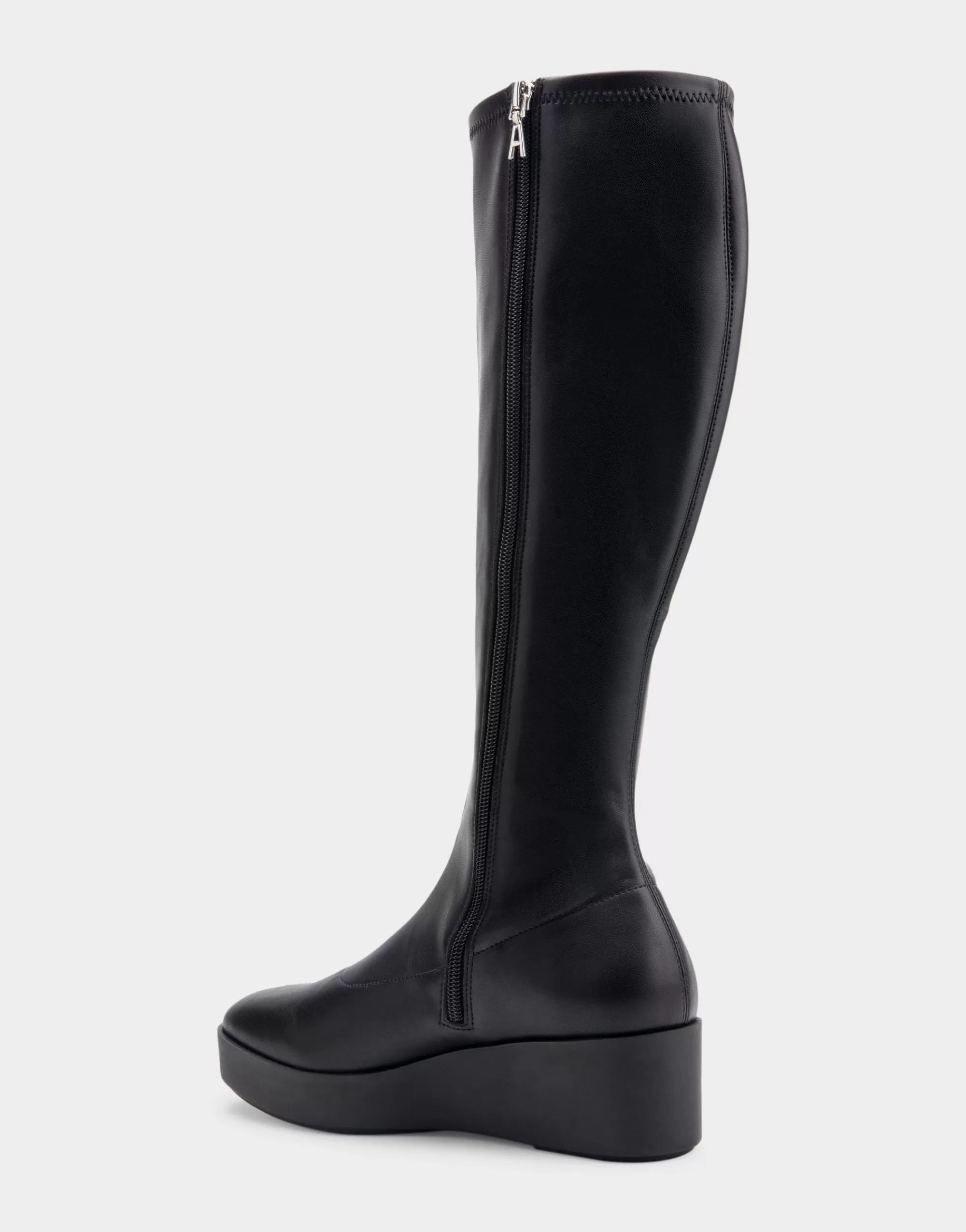 Aerosoles Tall Boots | Wedges*Comfortable Women's Flatform Heel Tall Shaft Boot in Black Faux Leather