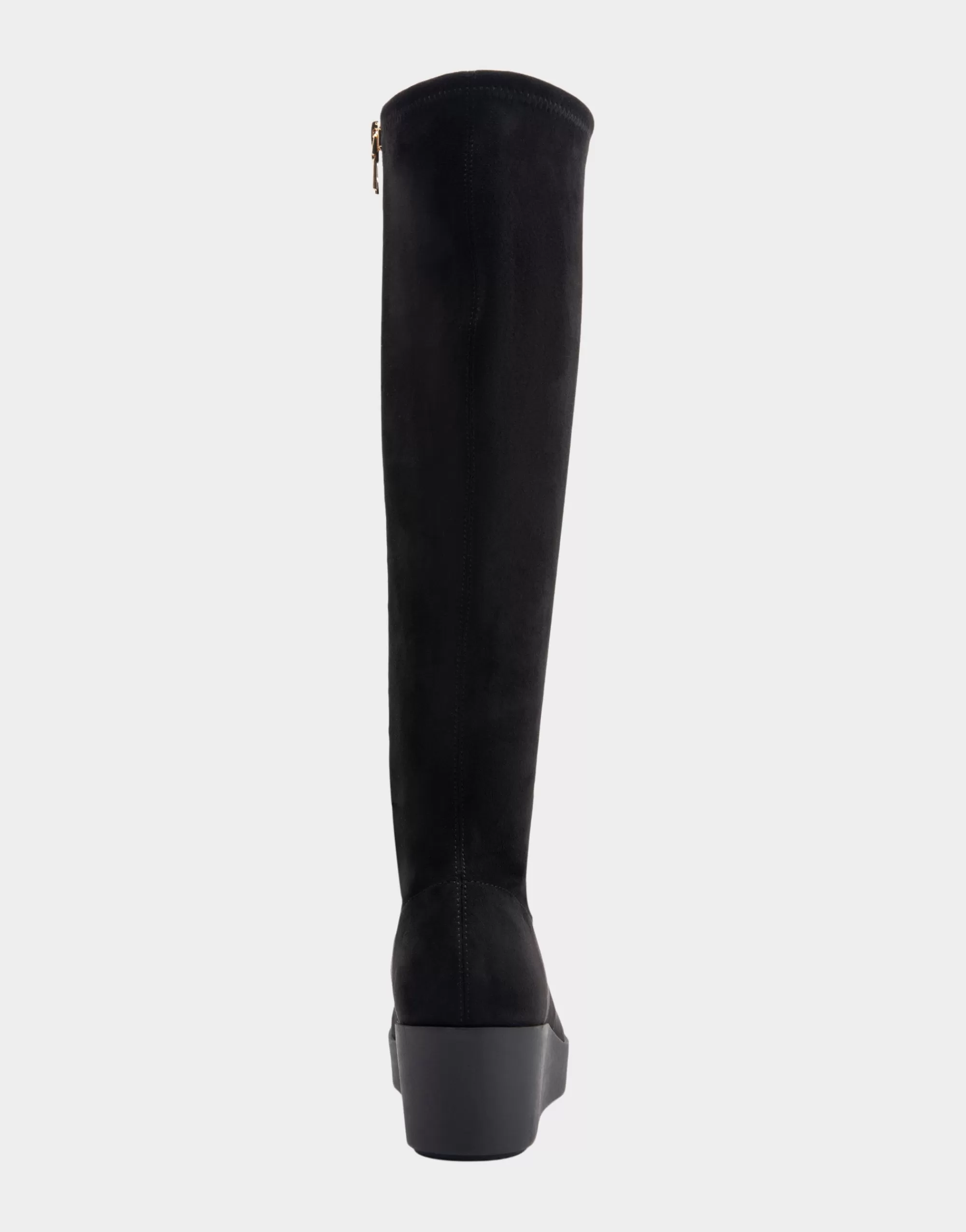 Aerosoles Wedge Boots | Tall Boots*Comfortable Women's Flatform Heel Tall Shaft Boot in Black Stretch Faux Suede