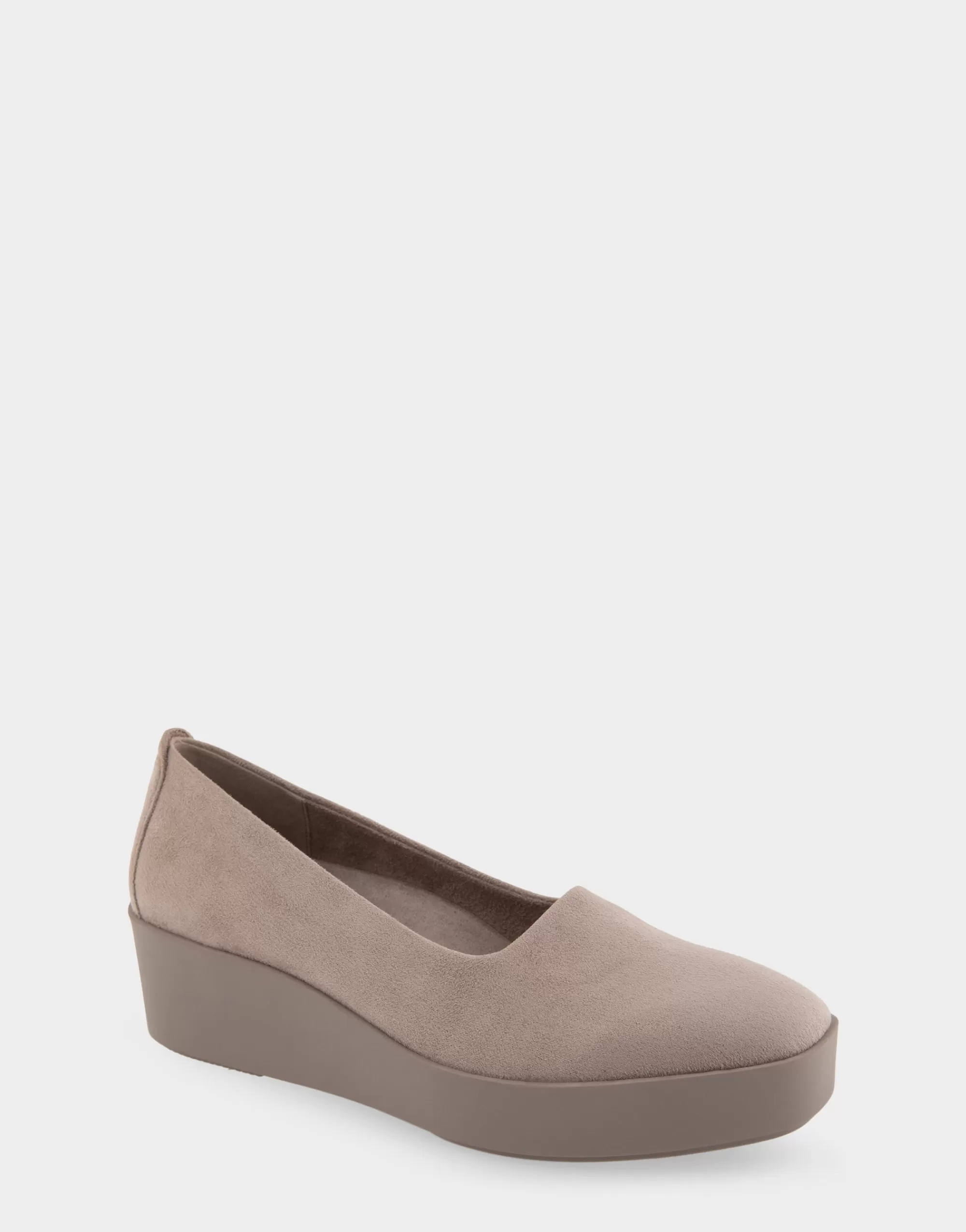 Aerosoles Clogs & Mules | Wedges*Comfortable Women's Flatform Shoe in Beige Stretch Faux Suede