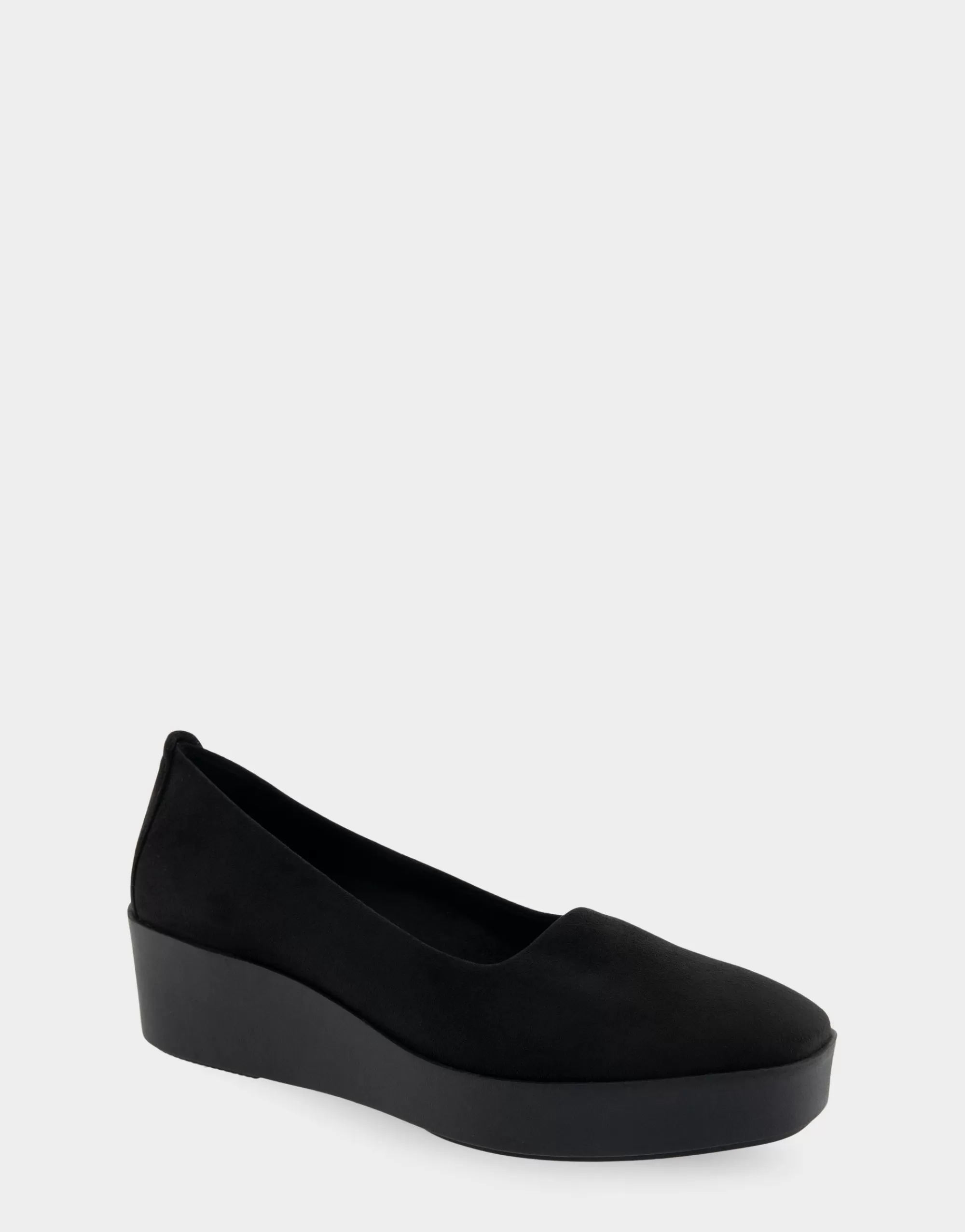 Aerosoles Clogs & Mules | Wedges*Comfortable Women's Flatform Shoe in Black Stretch Faux Suede