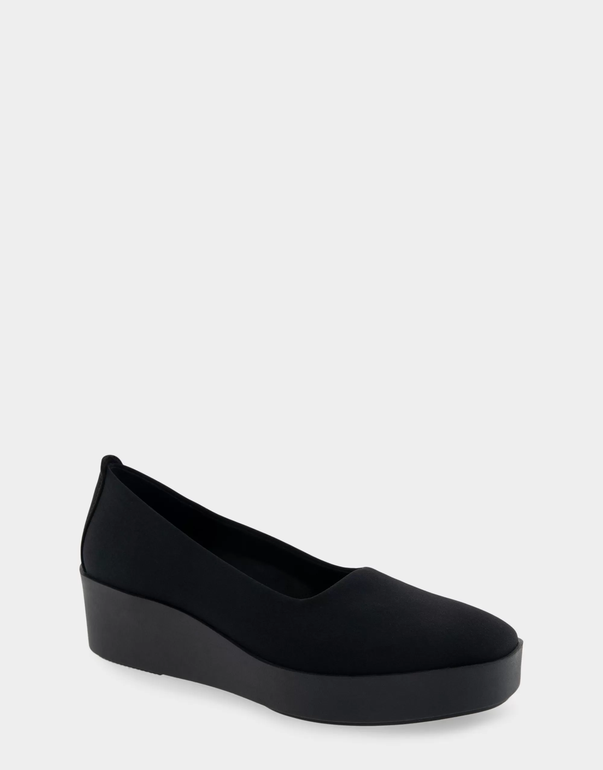 Aerosoles Clogs & Mules | Wedges*Comfortable Women's Flatform Shoe in Black Stretch Gabardine Fabric