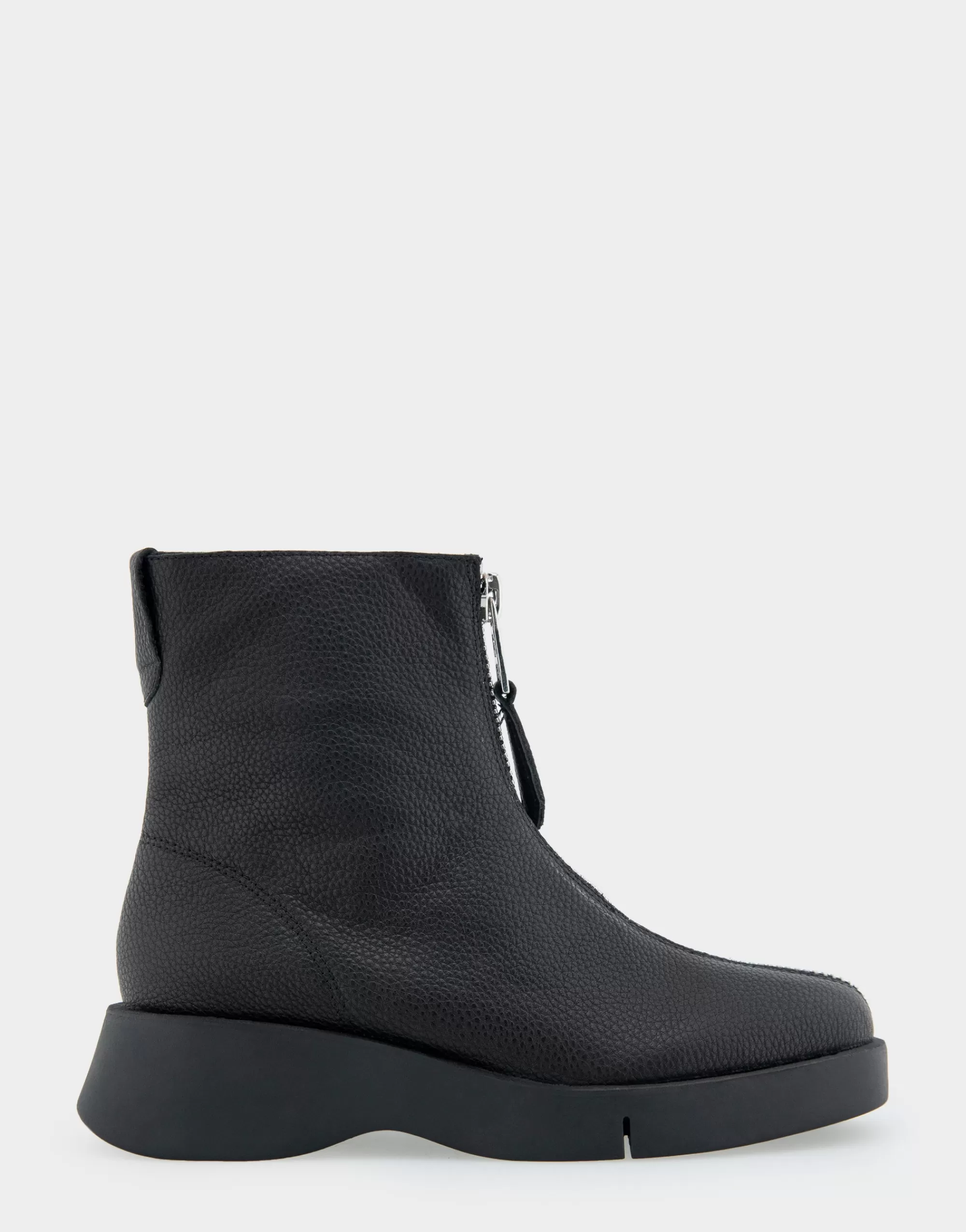 Aerosoles Ankle Boots*Comfortable Women's Flexible Molded Unit Front Zip Bootie in Black Pebbled Leather