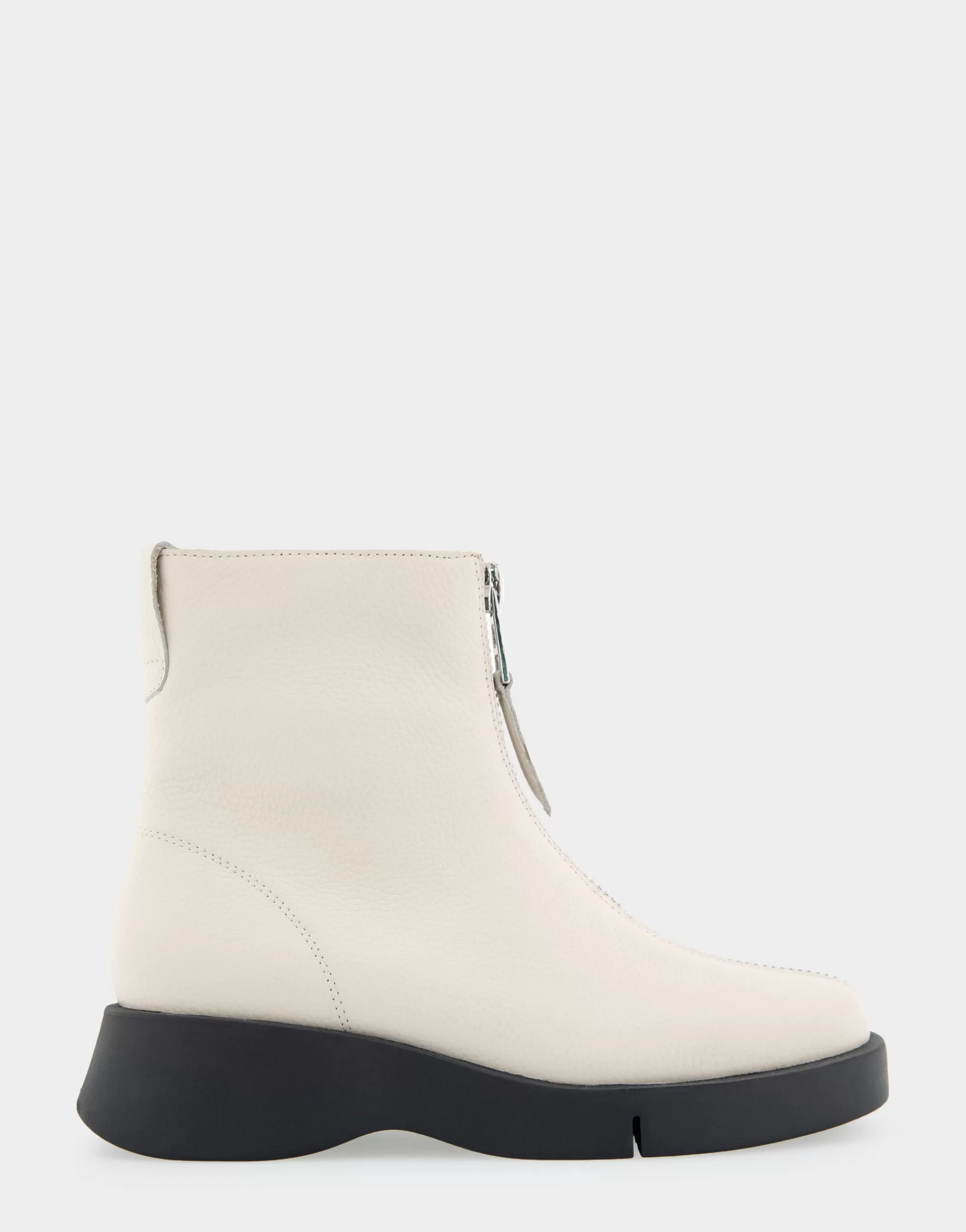Aerosoles Ankle Boots*Comfortable Women's Flexible Molded Unit Front Zip Bootie in Eggnog Pebbled Leather