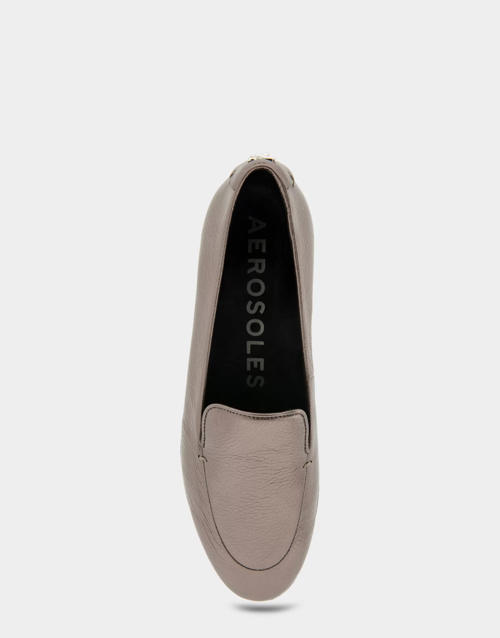 Aerosoles Loafers*Comfortable Women's Flexible Tailored Clean Loafer in Gunmetal Pebbled Leather