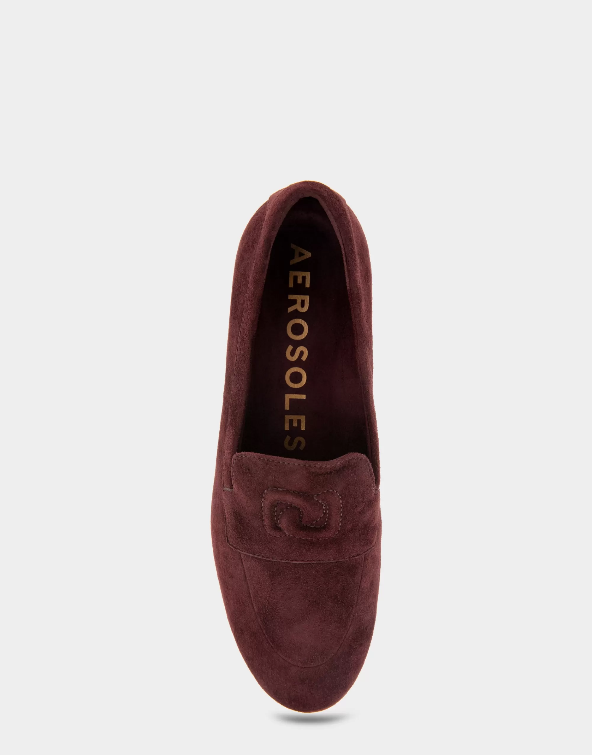 Aerosoles Loafers*Comfortable Women's Flexible Tailored Debosssed Logo Loafer in Deep Aubergine Suede Suede