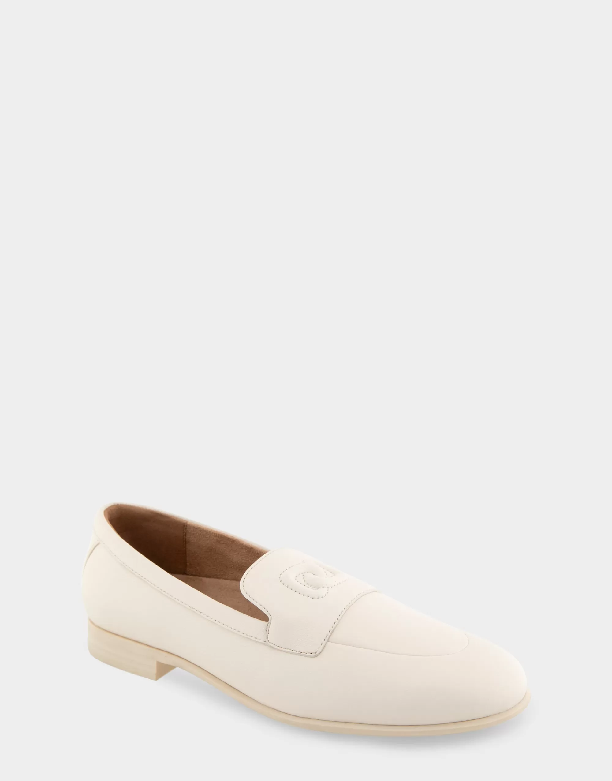 Aerosoles Loafers*Comfortable Women's Flexible Tailored Debosssed Logo Loafer in Eggnog Leather Leather