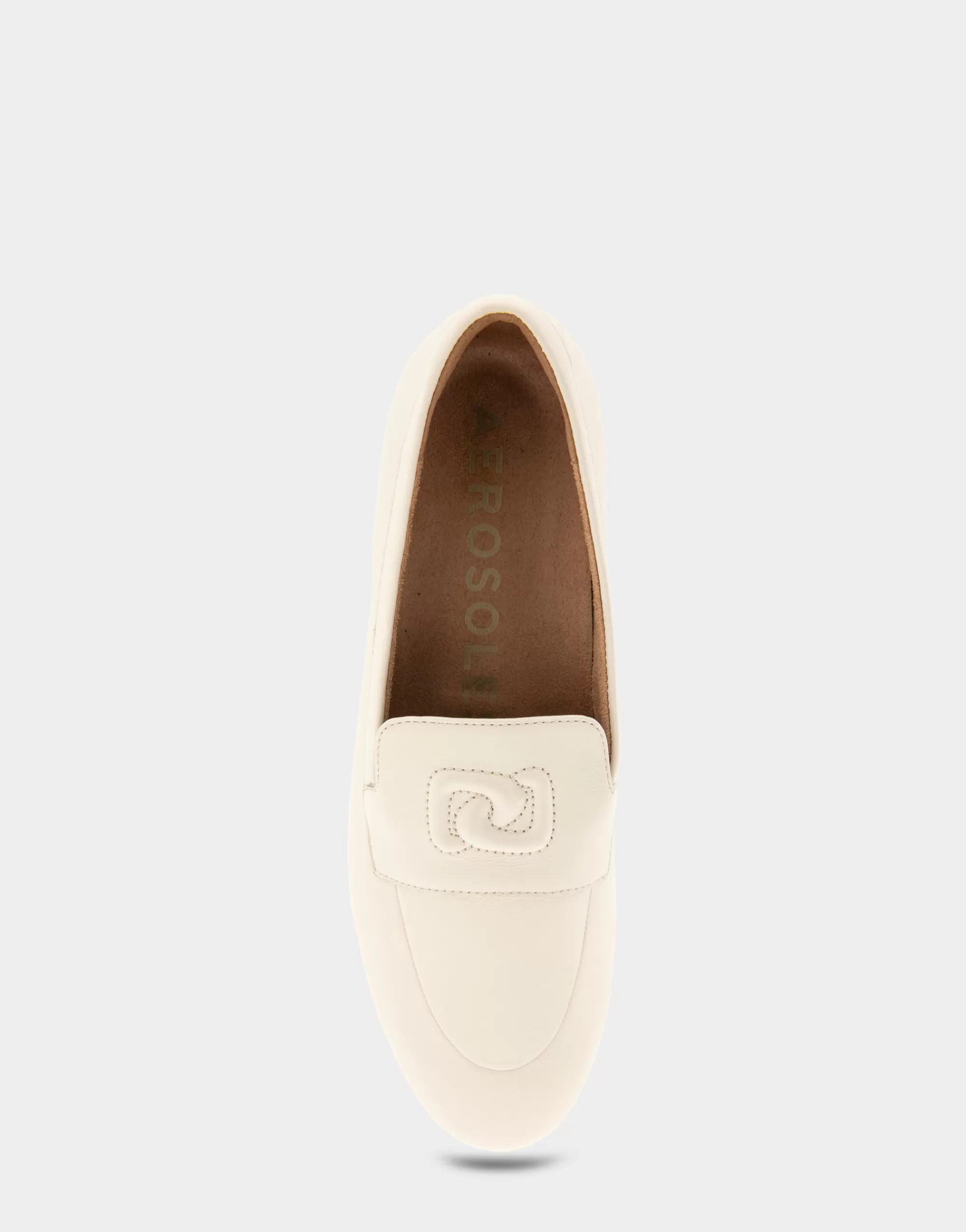 Aerosoles Loafers*Comfortable Women's Flexible Tailored Debosssed Logo Loafer in Eggnog Leather Leather