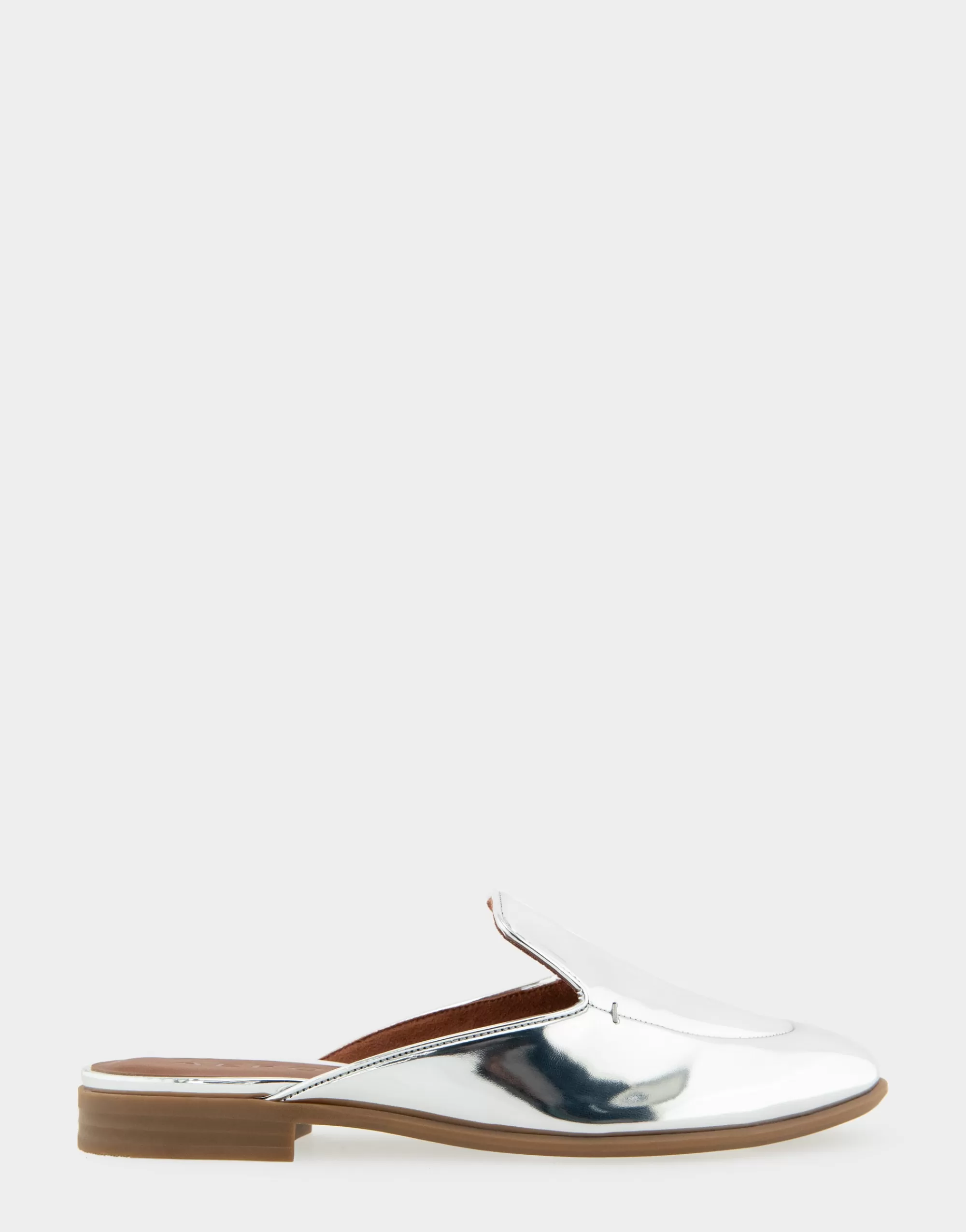 Aerosoles Clogs & Mules | Loafers*Comfortable Women's Flexible Tailored Loafer Mule in Silver Mirror Metallic Faux Leather Faux Leather