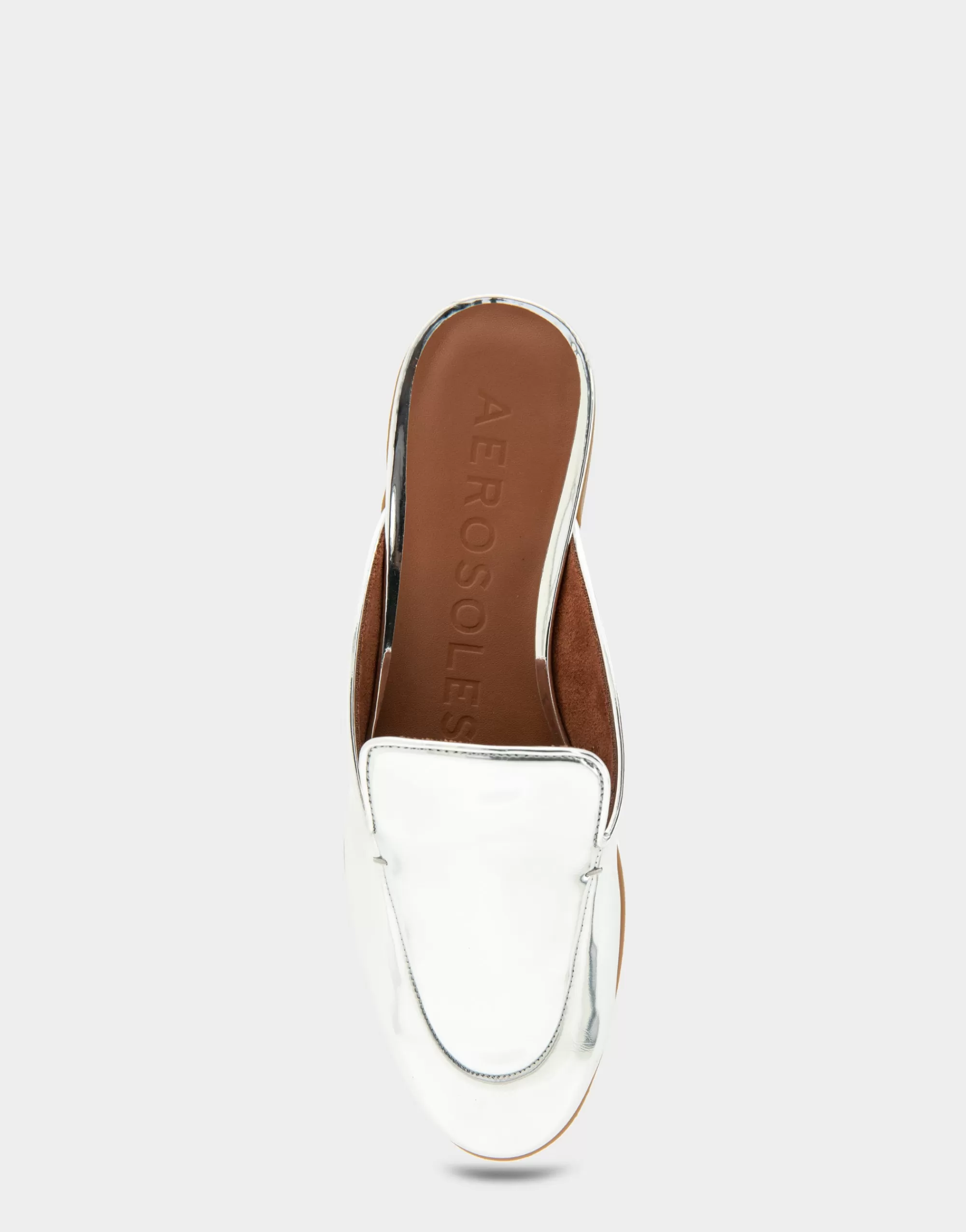 Aerosoles Clogs & Mules | Loafers*Comfortable Women's Flexible Tailored Loafer Mule in Silver Mirror Metallic Faux Leather Faux Leather