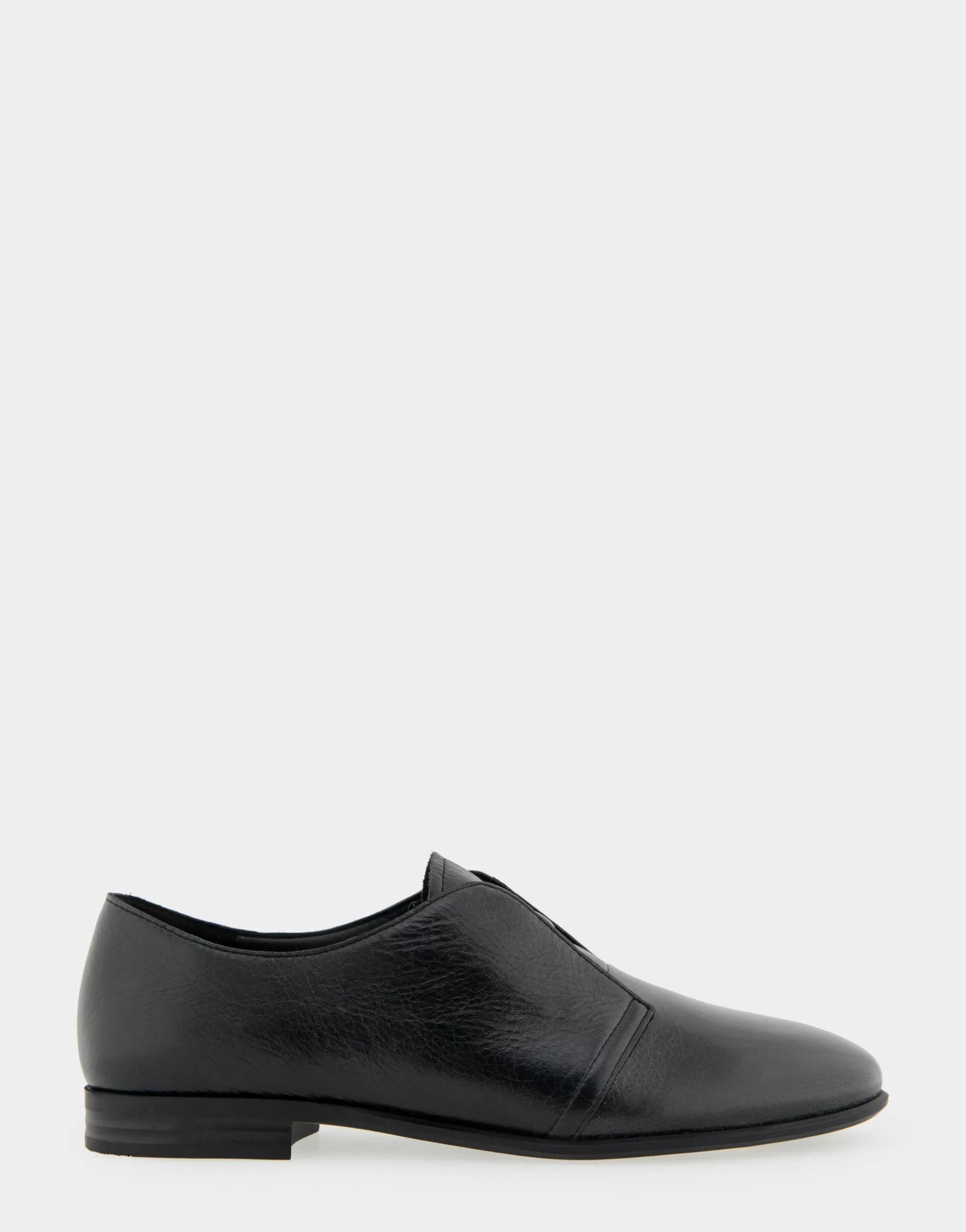 Aerosoles Wide Width Flats | Loafers*Comfortable Women's Flexible Tailored Menswear Inspired Slip-on Oxford in Black Burnished Leather Leather