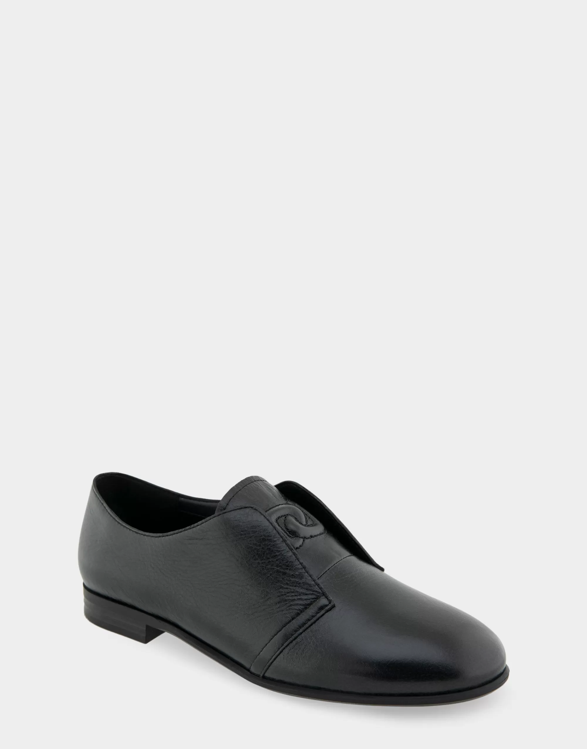 Aerosoles Wide Width Flats | Loafers*Comfortable Women's Flexible Tailored Menswear Inspired Slip-on Oxford in Black Burnished Leather Leather