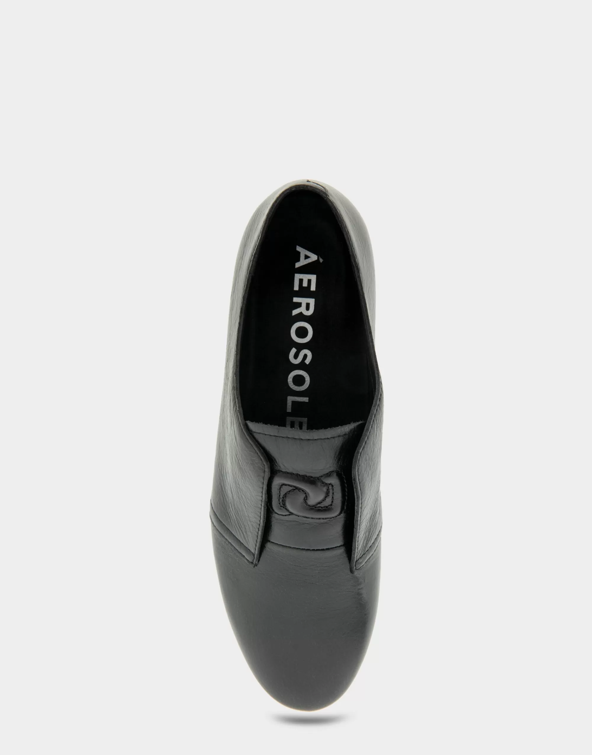Aerosoles Wide Width Flats | Loafers*Comfortable Women's Flexible Tailored Menswear Inspired Slip-on Oxford in Black Burnished Leather Leather