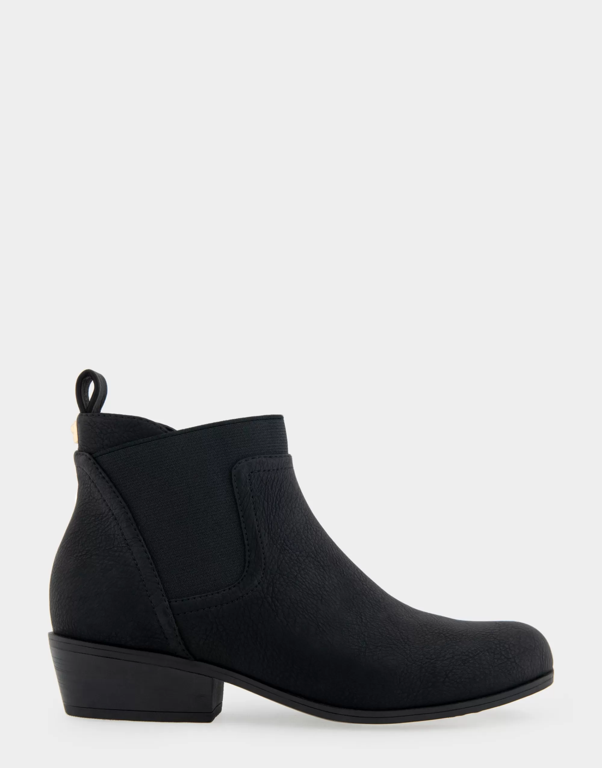 Aerosoles Heeled Boots | Ankle Boots*Comfortable Women's Gored Ankle Bootie With Pull Tab in Black Grainy Faux Leather Faux Leather