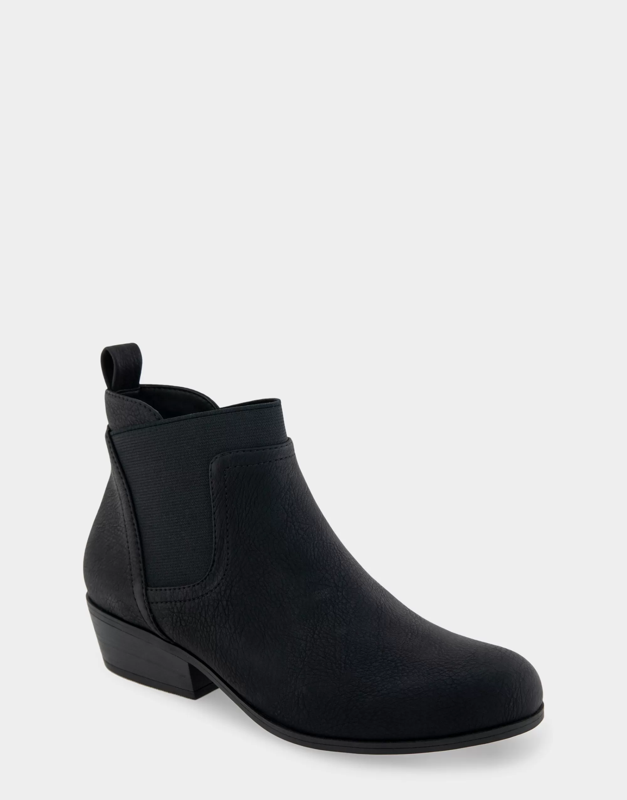 Aerosoles Heeled Boots | Ankle Boots*Comfortable Women's Gored Ankle Bootie With Pull Tab in Black Grainy Faux Leather Faux Leather