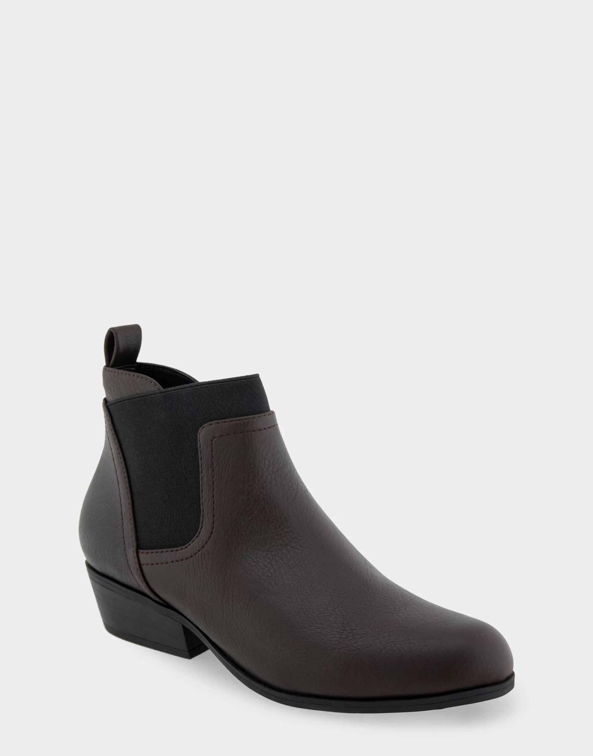 Aerosoles Heeled Boots | Ankle Boots*Comfortable Women's Gored Ankle Bootie With Pull Tab in Java Grainy Faux Leather Faux Leather
