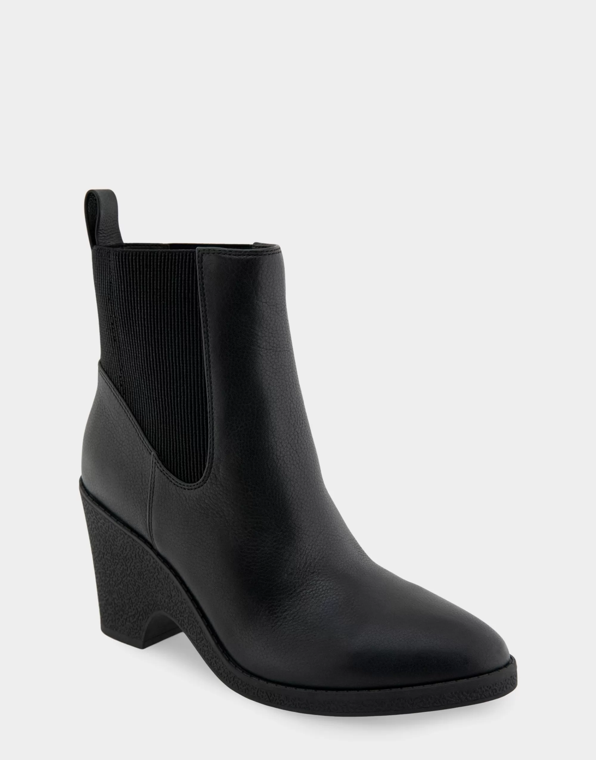Aerosoles Wedge Boots | Heeled Boots*Comfortable Women's Gored Sculpted Wedge Crepe Heel Bootie in Black Leather Leather