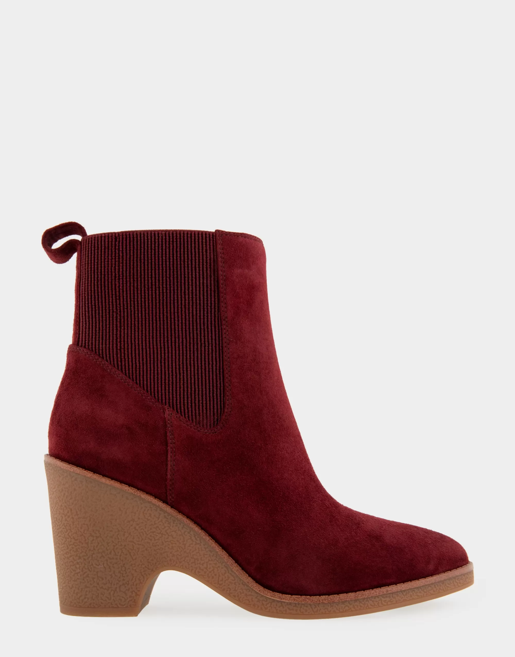 Aerosoles Wedge Boots | Heeled Boots*Comfortable Women's Gored Sculpted Wedge Crepe Heel Bootie in Burgundy Suede Suede