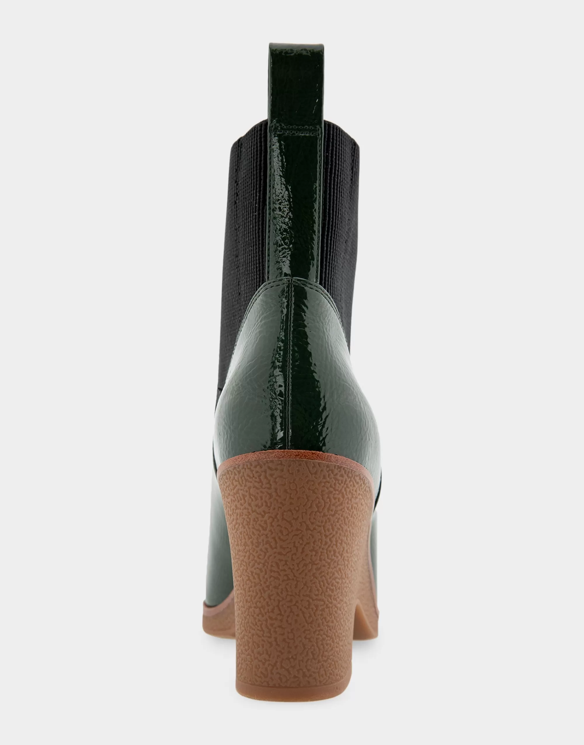 Aerosoles Wedge Boots | Heeled Boots*Comfortable Women's Gored Sculpted Wedge Crepe Heel Bootie in Fir Green Crinkled Patent Faux Leather Patent Faux Leather
