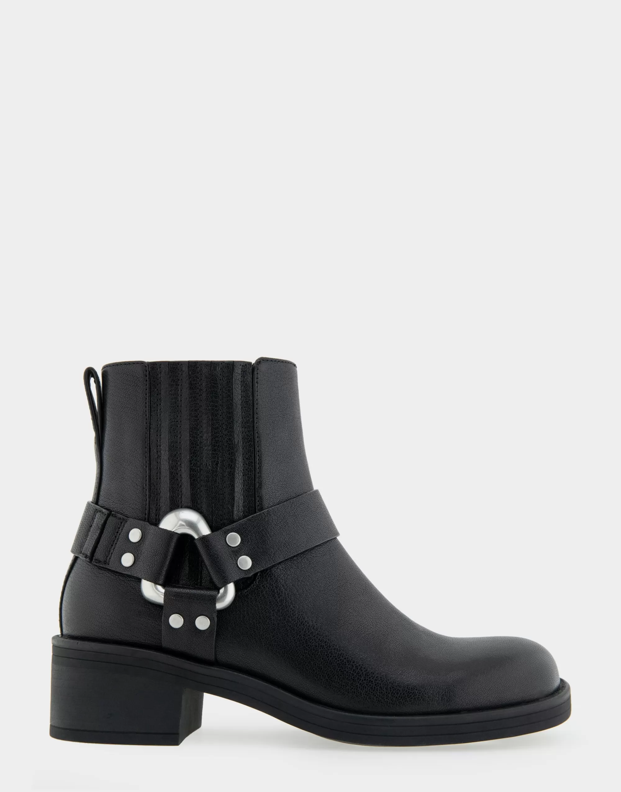 Aerosoles Heeled Boots | Ankle Boots*Comfortable Women's Gored Squared Toe Engineer Bootie in Black Waxy Leather Leather