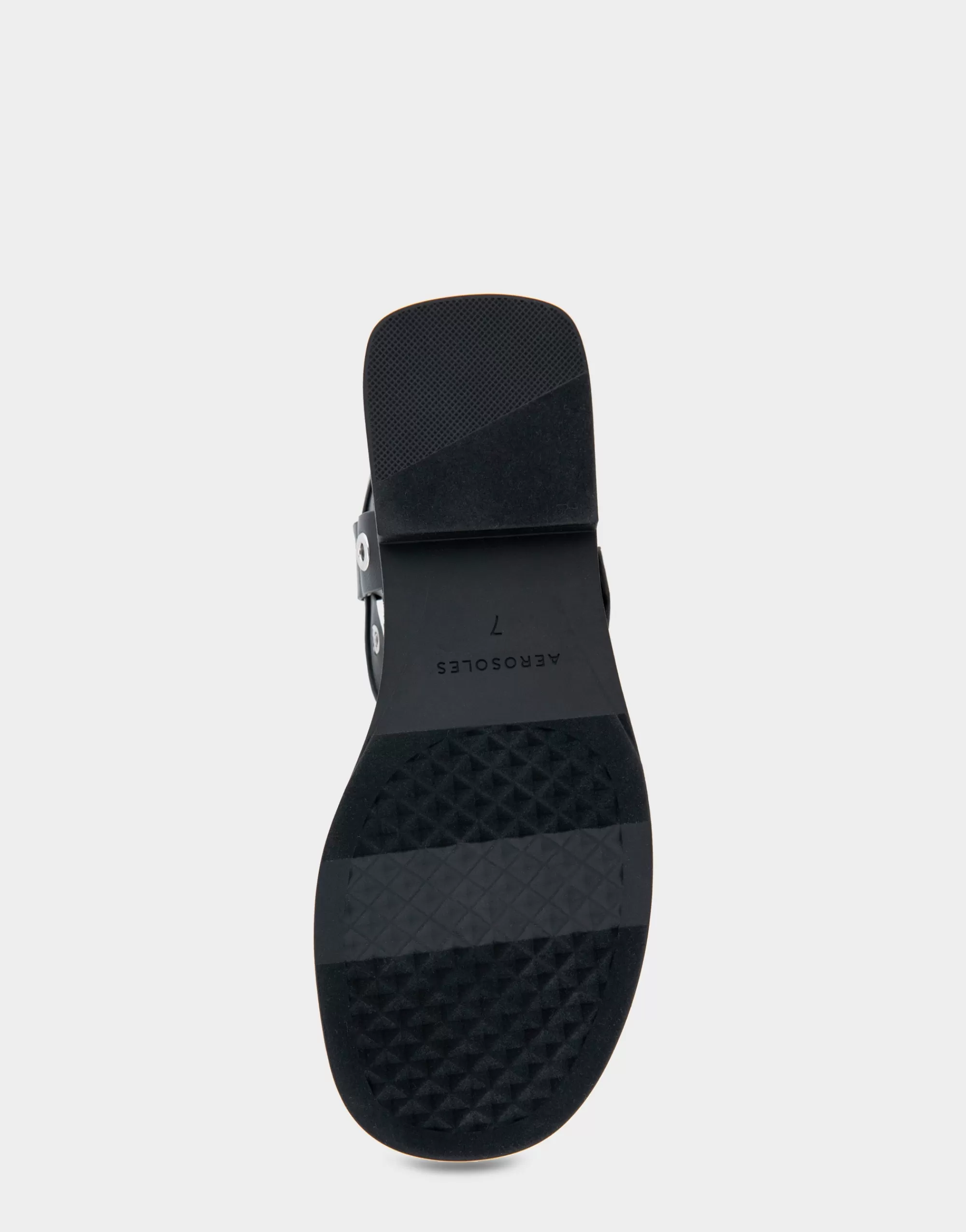 Aerosoles Flats*Comfortable Women's Grommeted Asymmetrical Toe Ring Sandal in Black Faux Leather