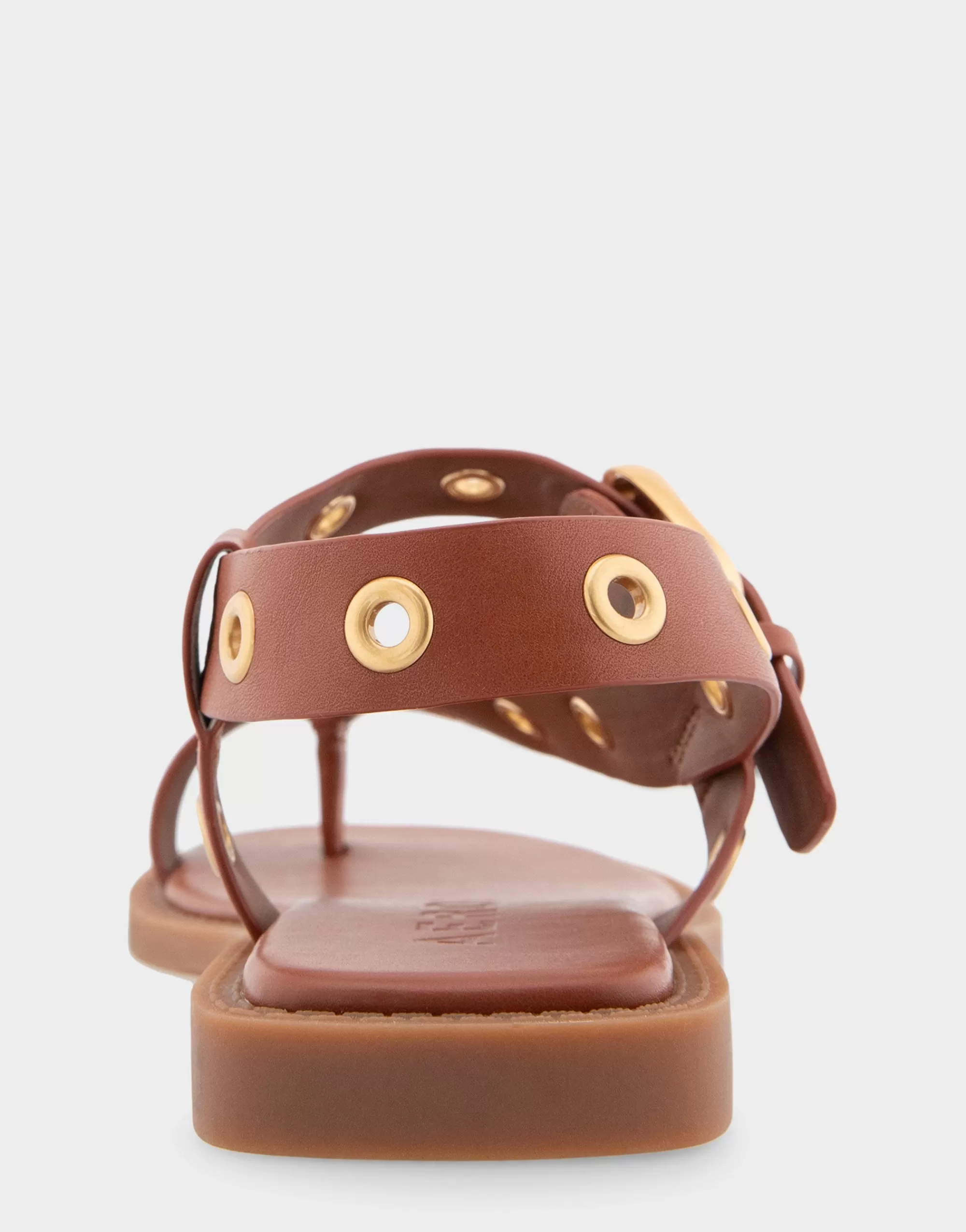 Aerosoles Flats*Comfortable Women's Grommeted Asymmetrical Toe Ring Sandal in Gingerbread Faux Leather