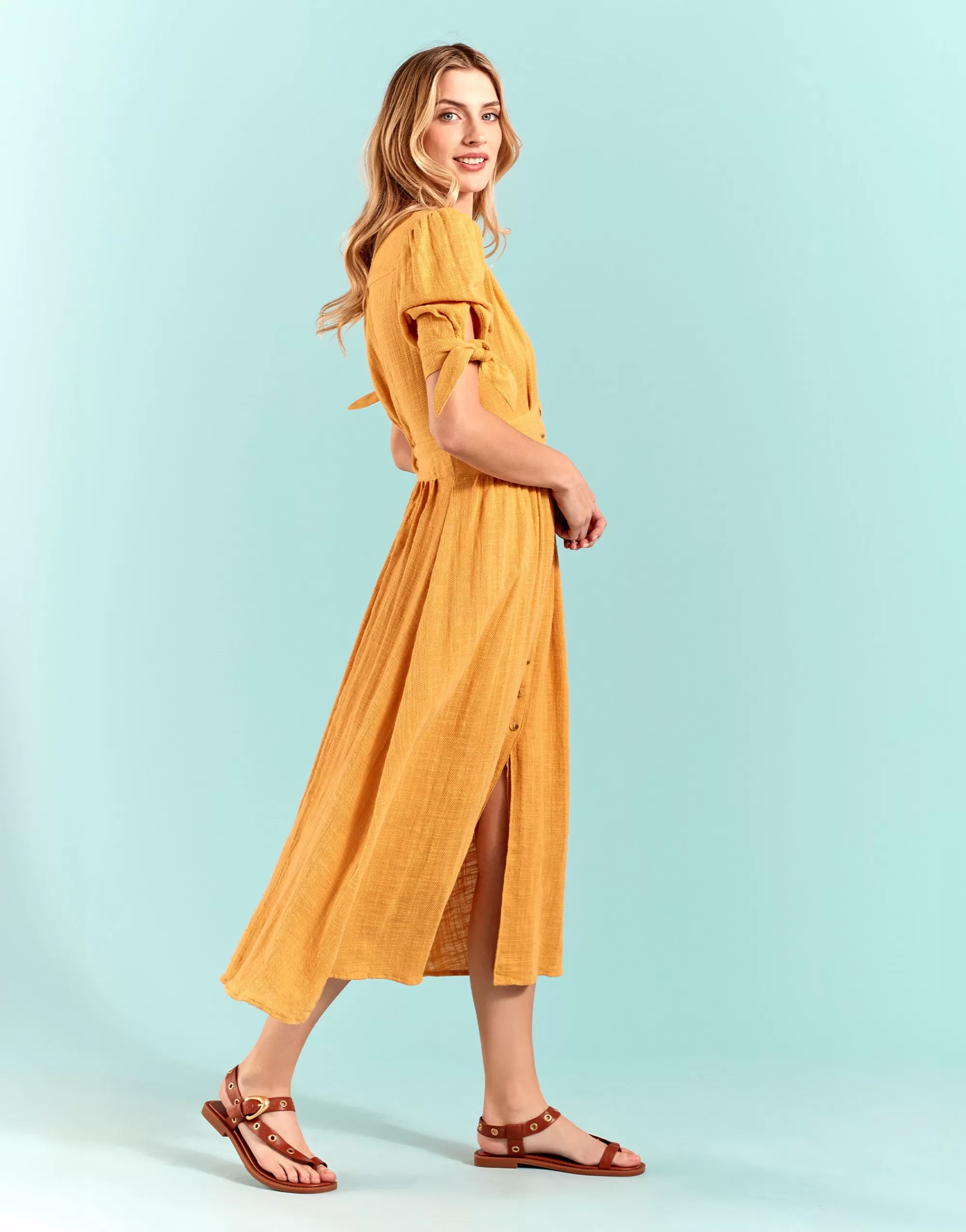 Aerosoles Flats*Comfortable Women's Grommeted Asymmetrical Toe Ring Sandal in Gingerbread Faux Leather