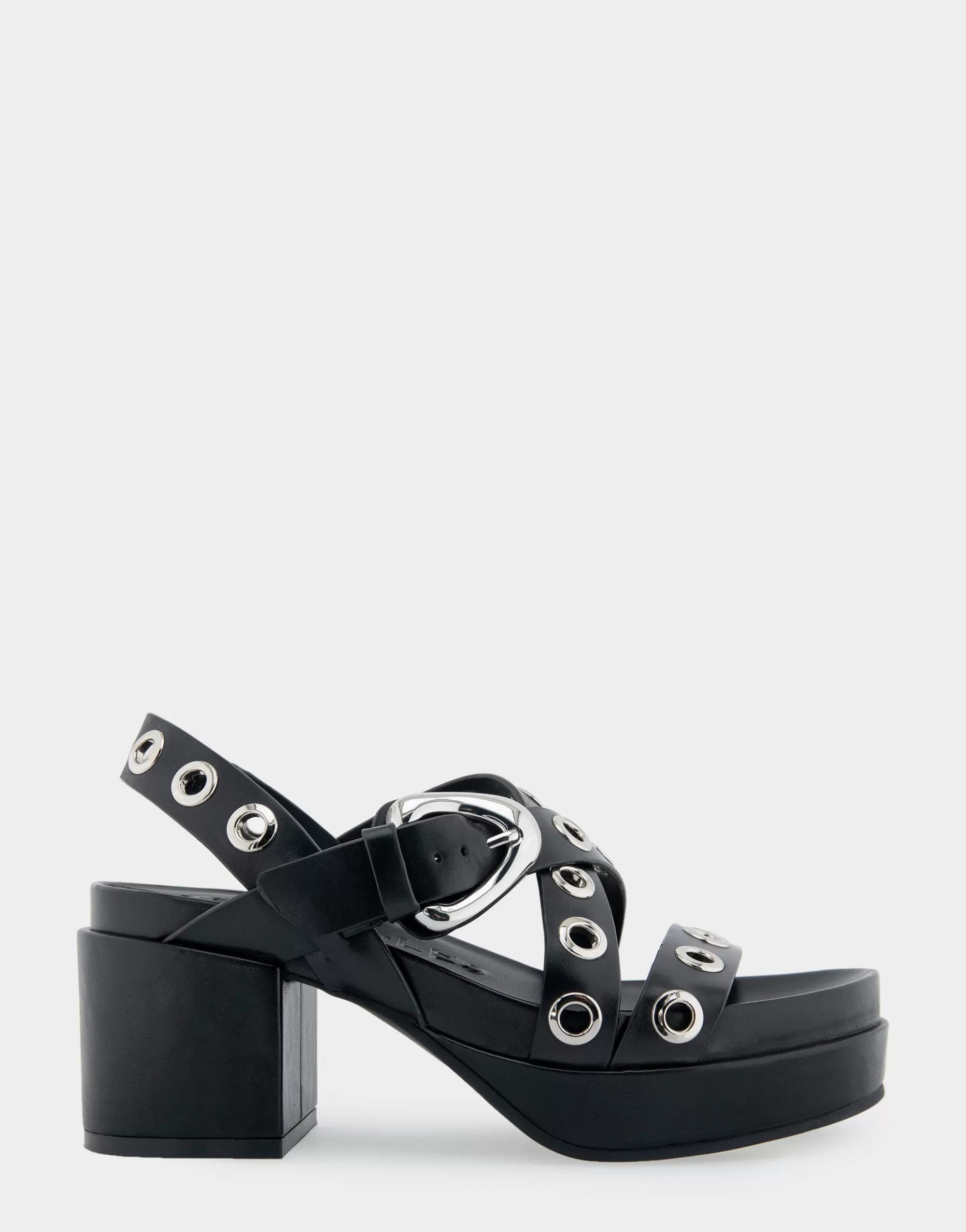 Aerosoles Platforms | Platforms*Comfortable Women's Grommeted Strappy Molded Footbed Platform Sandal in Black Leather