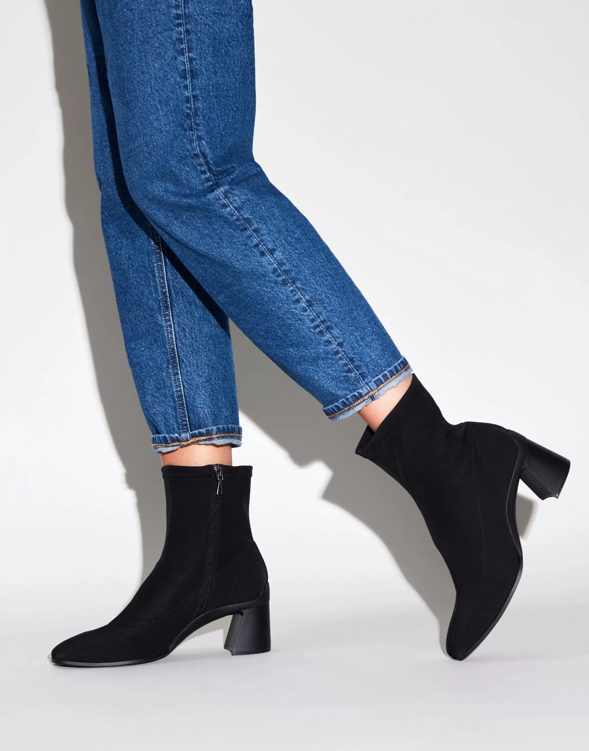 Aerosoles Wide Width Boots | Heeled Boots*Comfortable Women's Heeled Ankle Boot in Black Stretch Gabardine Fabric