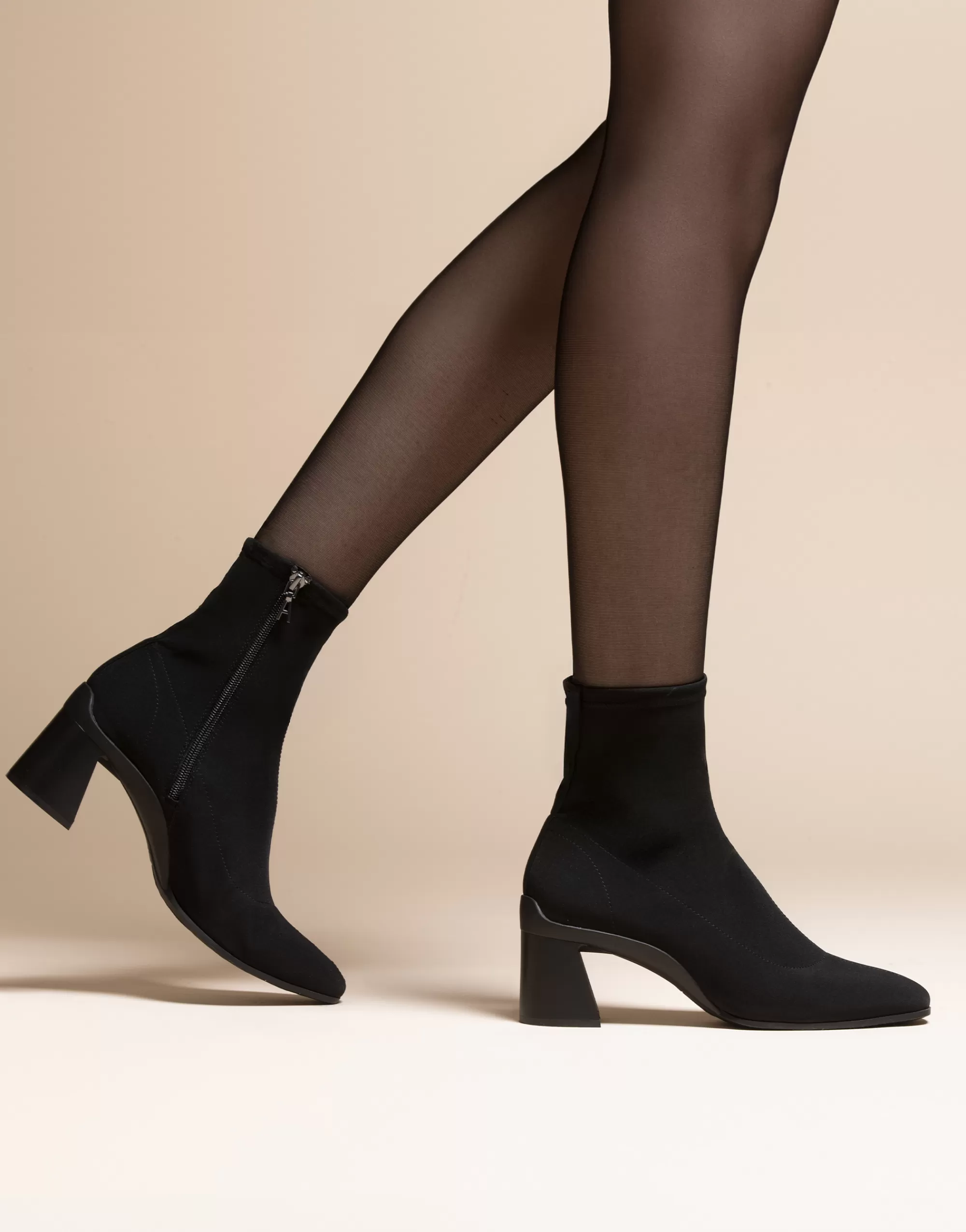 Aerosoles Wide Width Boots | Heeled Boots*Comfortable Women's Heeled Ankle Boot in Black Stretch Gabardine Fabric