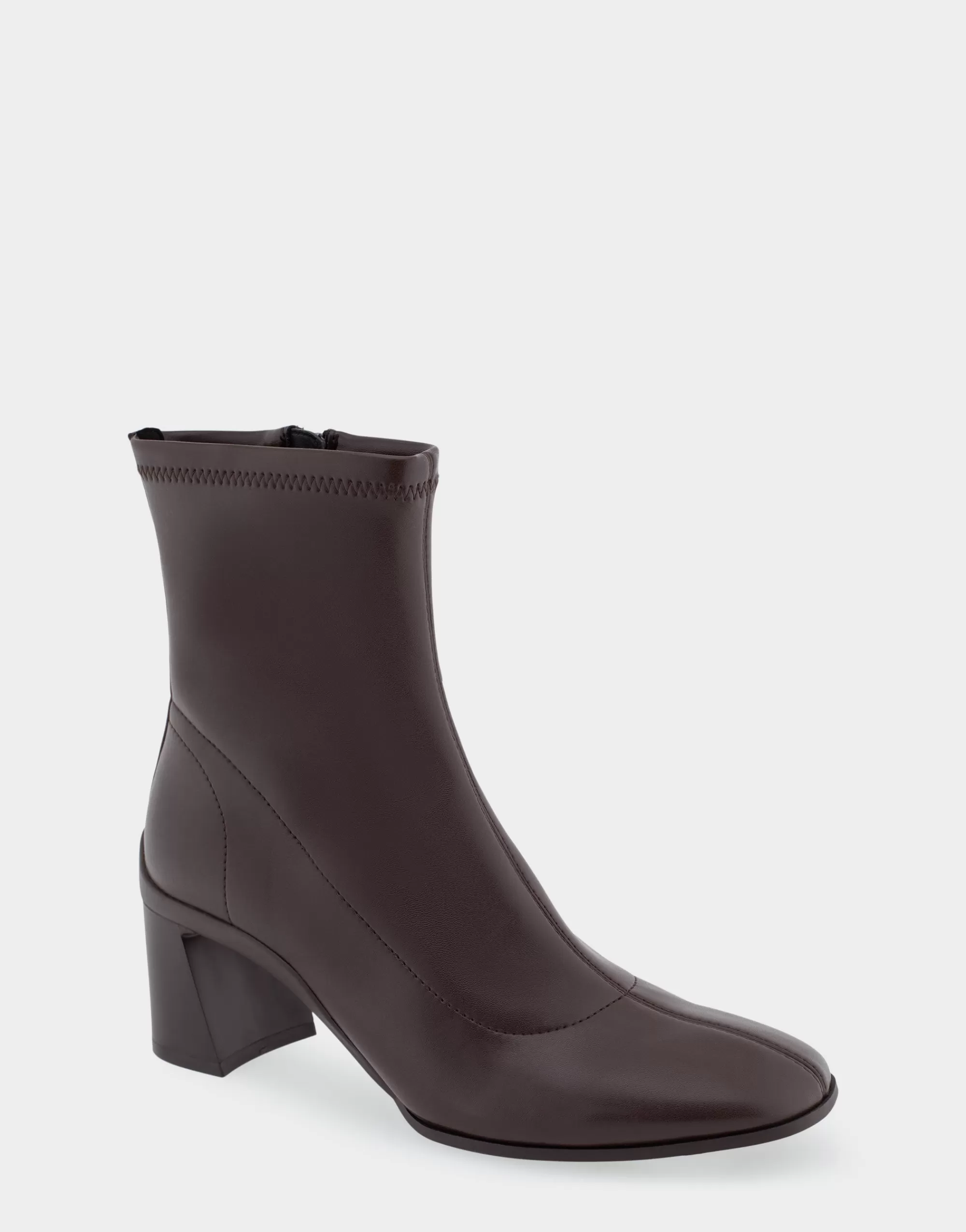 Aerosoles Wide Width Boots | Heeled Boots*Comfortable Women's Heeled Ankle Boot in Brown Stretch Faux Leather