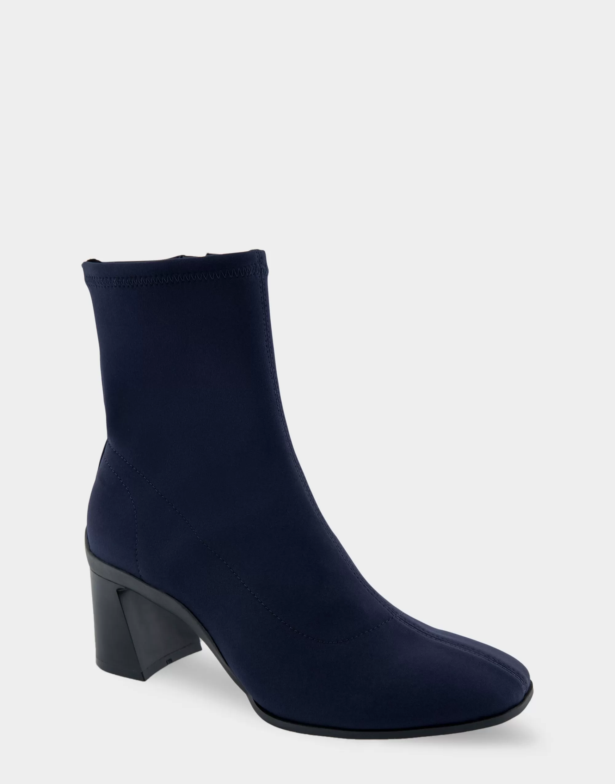 Aerosoles Wide Width Boots | Heeled Boots*Comfortable Women's Heeled Ankle Boot in Navy Stretch Gabardine Fabric