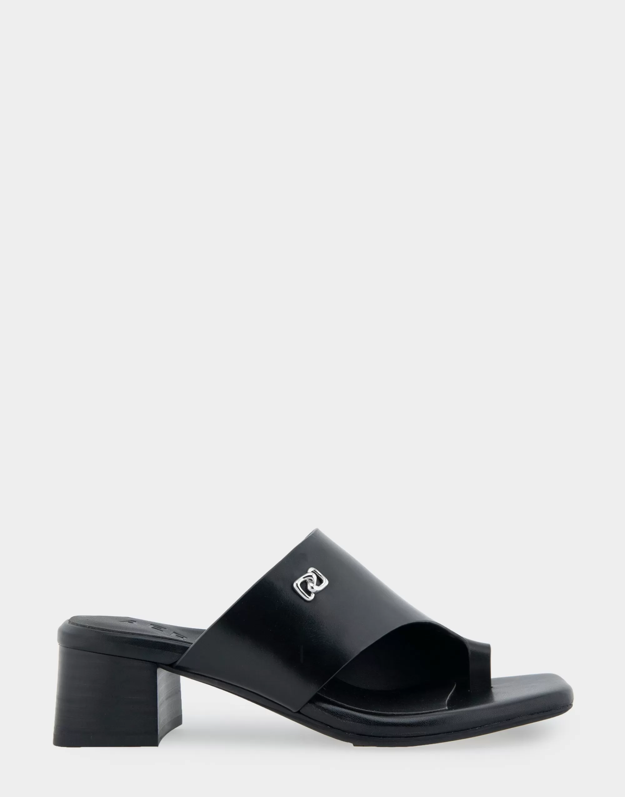 Aerosoles Slides*Comfortable Women's Hooded Toe Ring Block Heel Slide Sandal in Black Leather