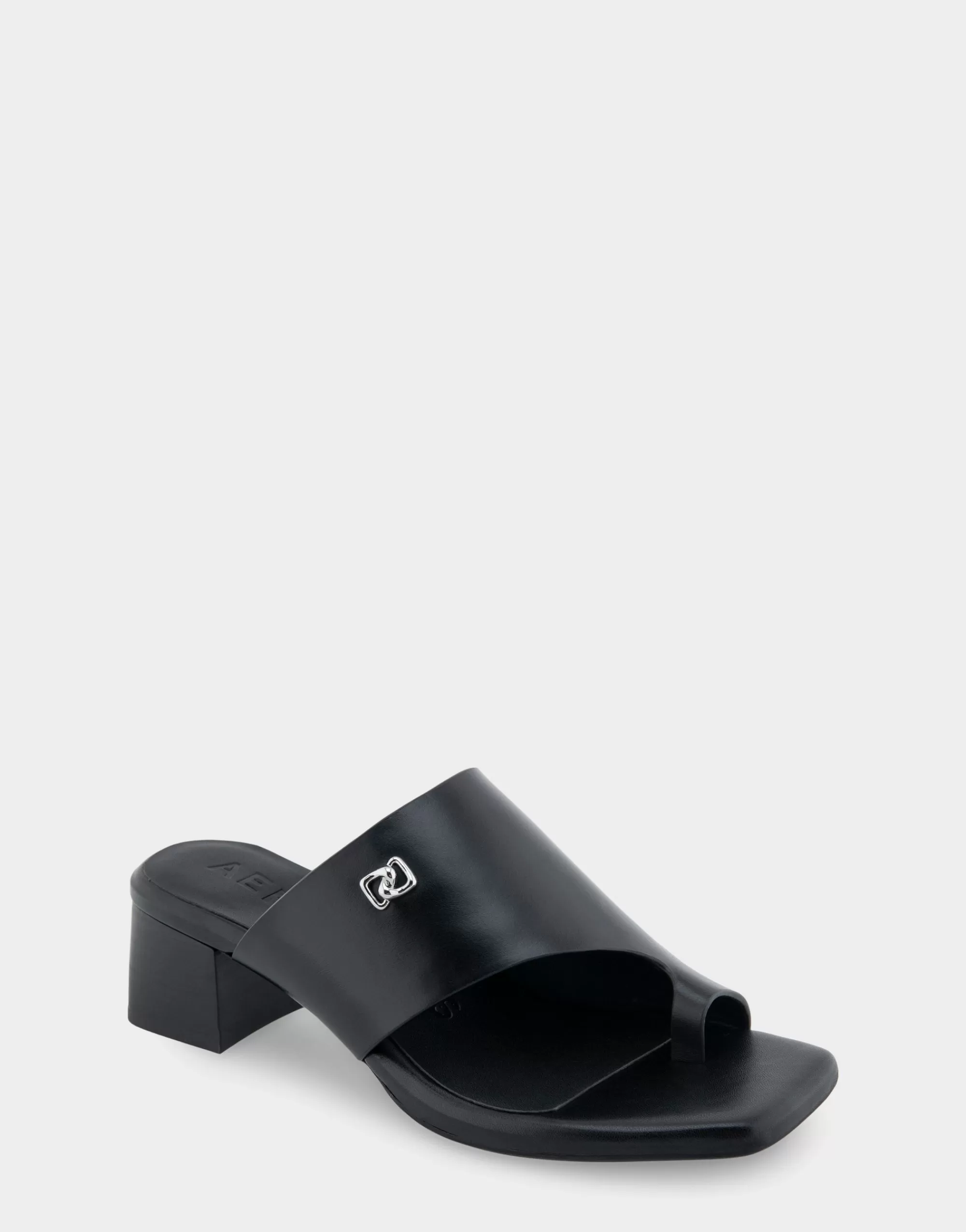 Aerosoles Slides*Comfortable Women's Hooded Toe Ring Block Heel Slide Sandal in Black Leather