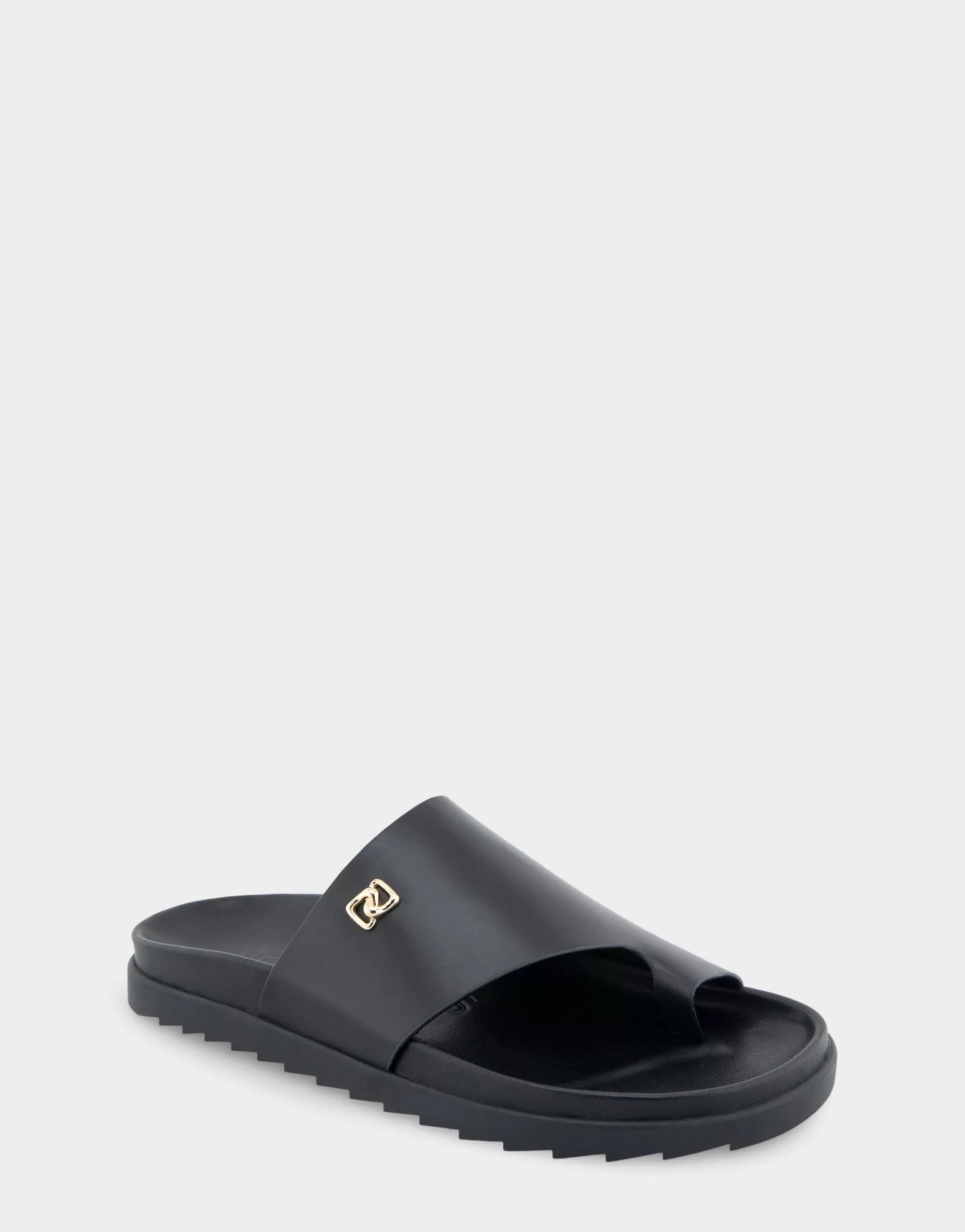 Aerosoles Flats*Comfortable Women's Hooded Toe Ring Footbed Sandal in Black Leather