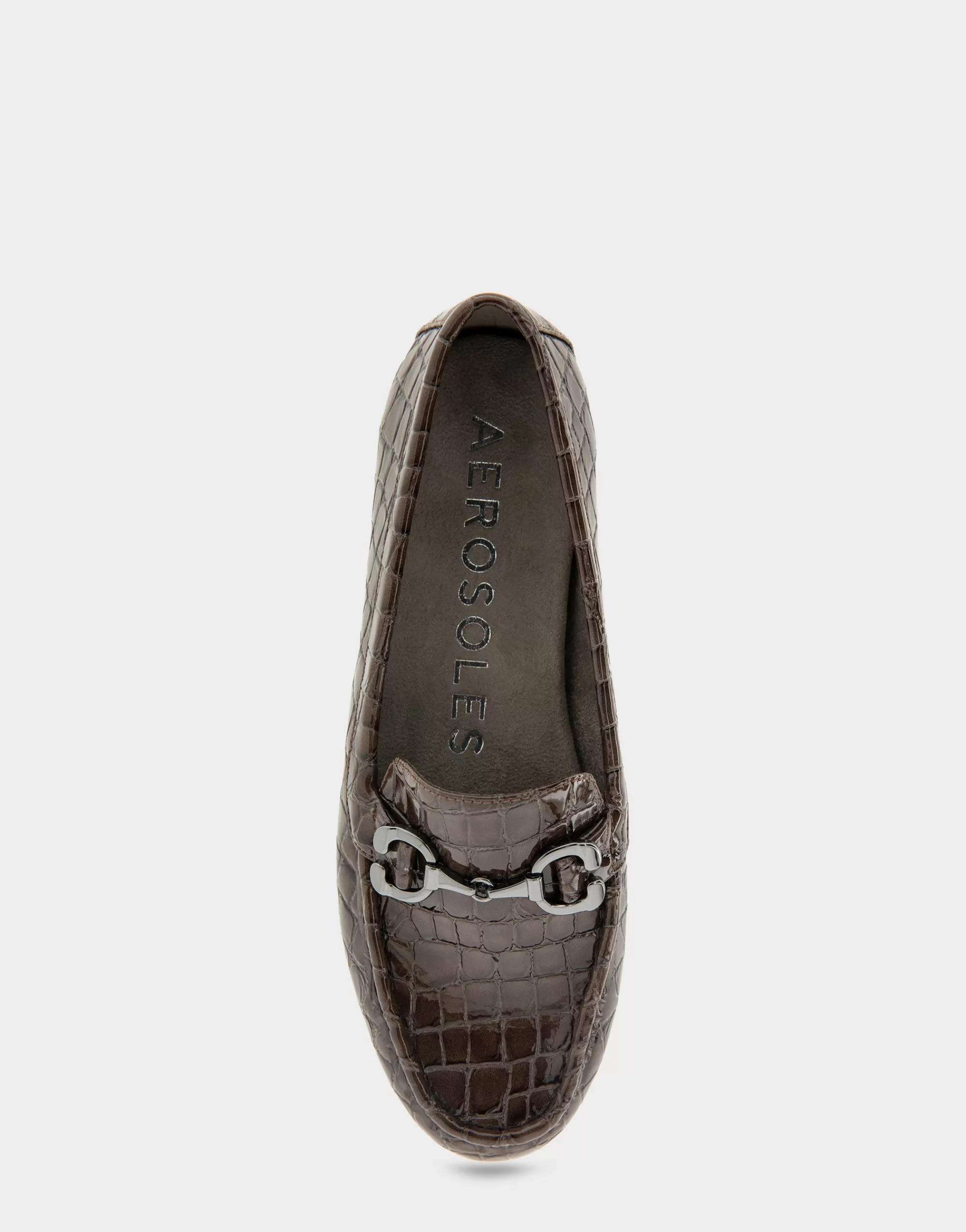 Aerosoles Loafers*Comfortable Women's Horsebit Driver Moc in Chocolate Croco Faux Leather Croco Faux Leather