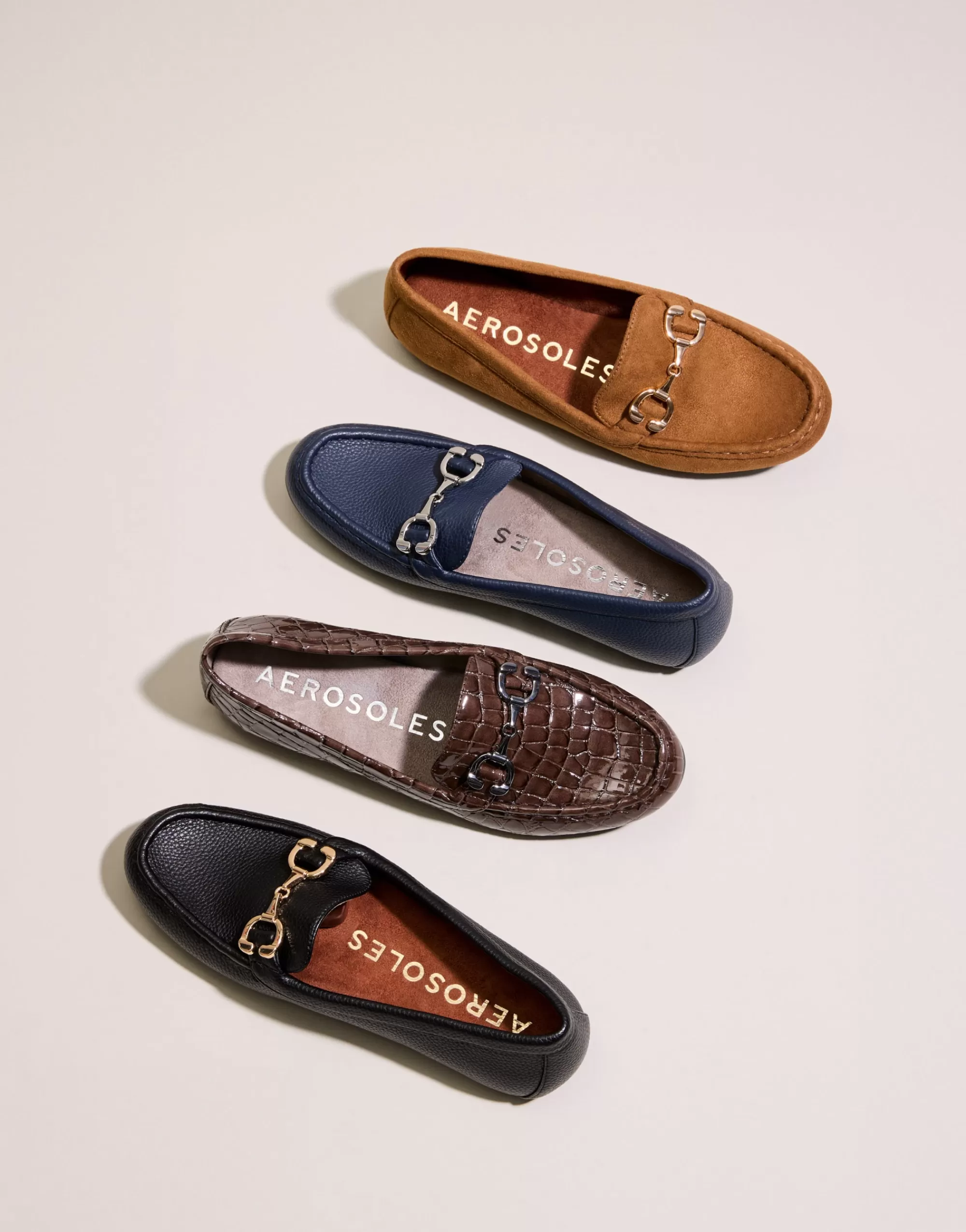 Aerosoles Loafers*Comfortable Women's Horsebit Driver Moc in Navy Pebbled Faux Leather Faux Leather
