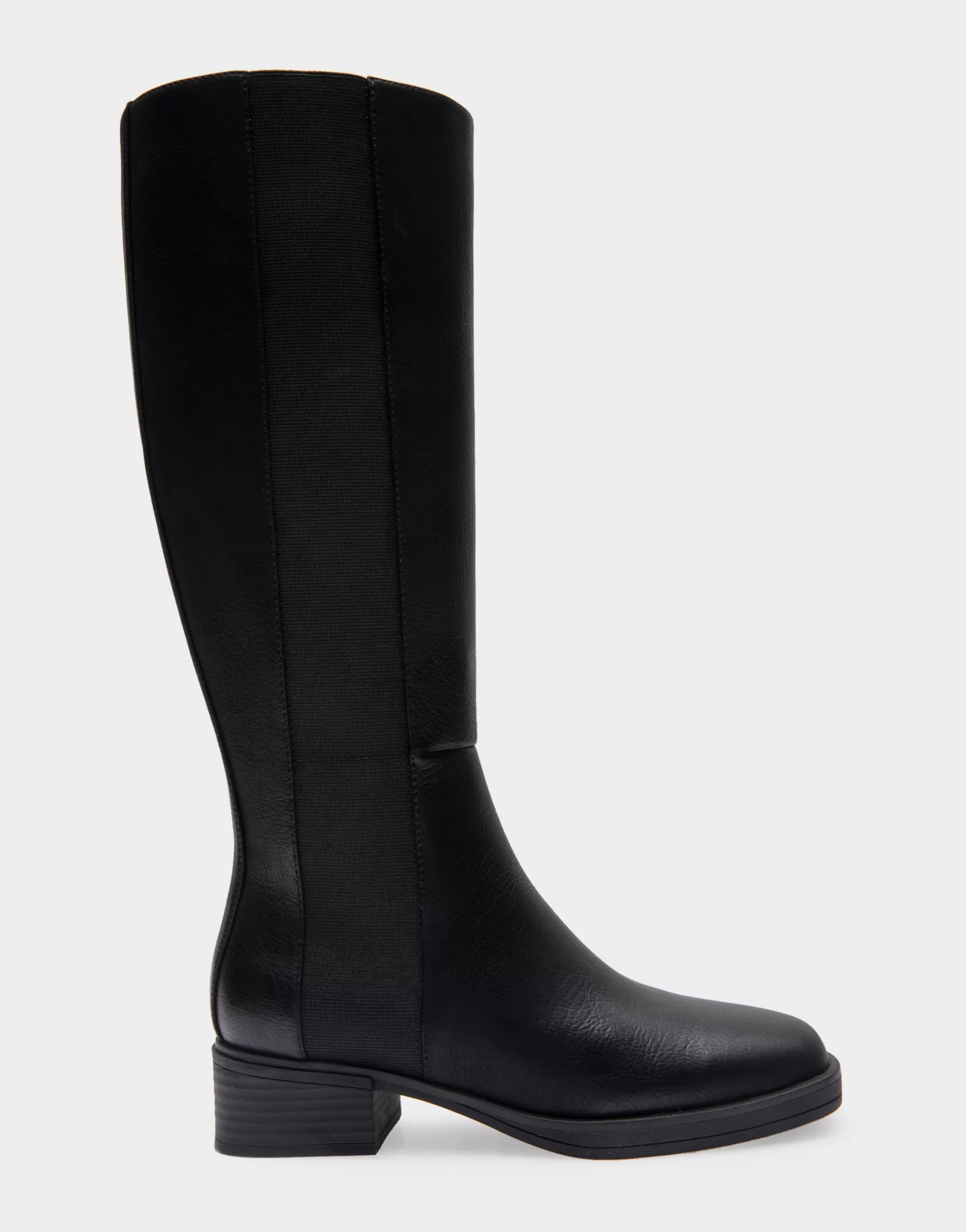 Aerosoles Tall Boots*Comfortable Women's Knee High Elastic Inset Equestrian Boot in Black Grainy Faux Leather Faux Leather