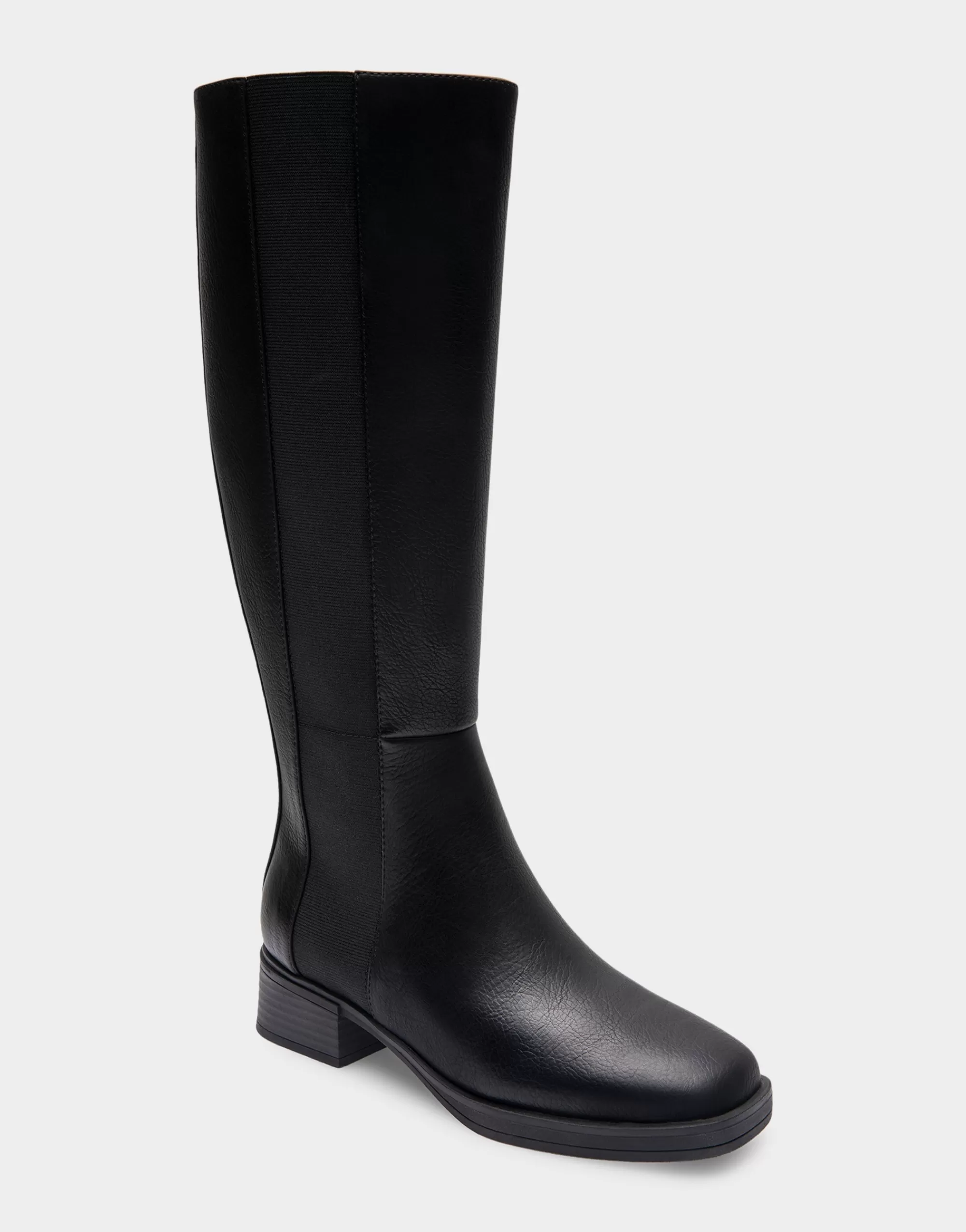 Aerosoles Tall Boots*Comfortable Women's Knee High Elastic Inset Equestrian Boot in Black Grainy Faux Leather Faux Leather