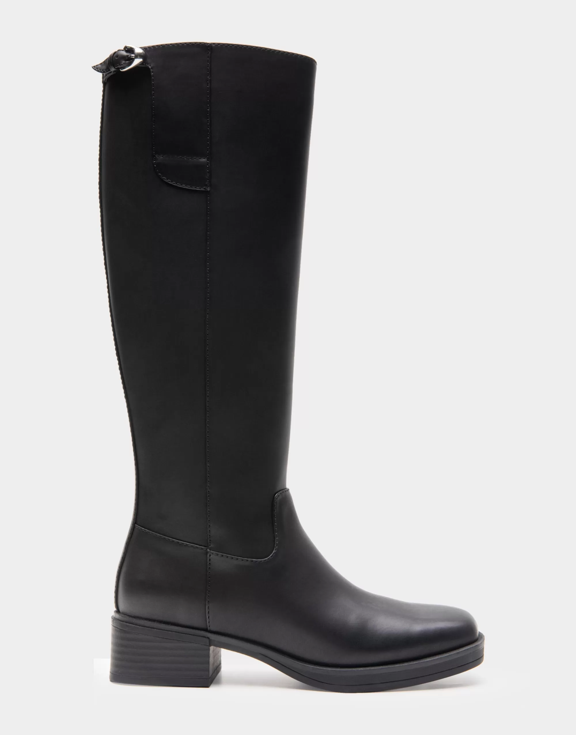 Aerosoles Tall Boots*Comfortable Women's Knee High Mini Organic Mono Link Buckle Equestrian Boot in Black Faux Leather Faux Leather