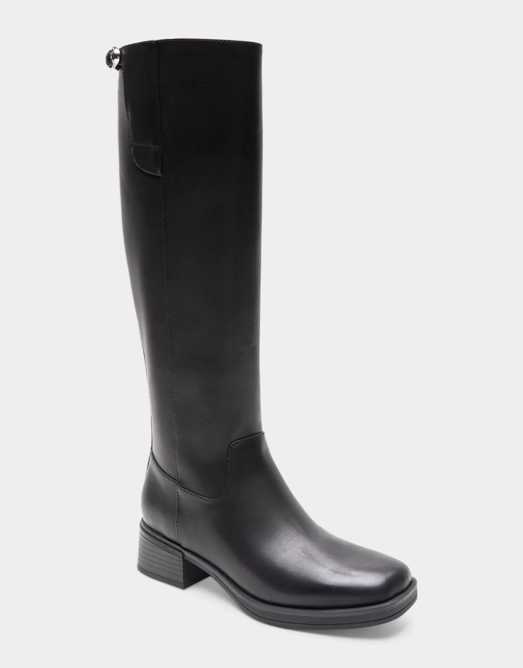 Aerosoles Tall Boots*Comfortable Women's Knee High Mini Organic Mono Link Buckle Equestrian Boot in Black Faux Leather Faux Leather