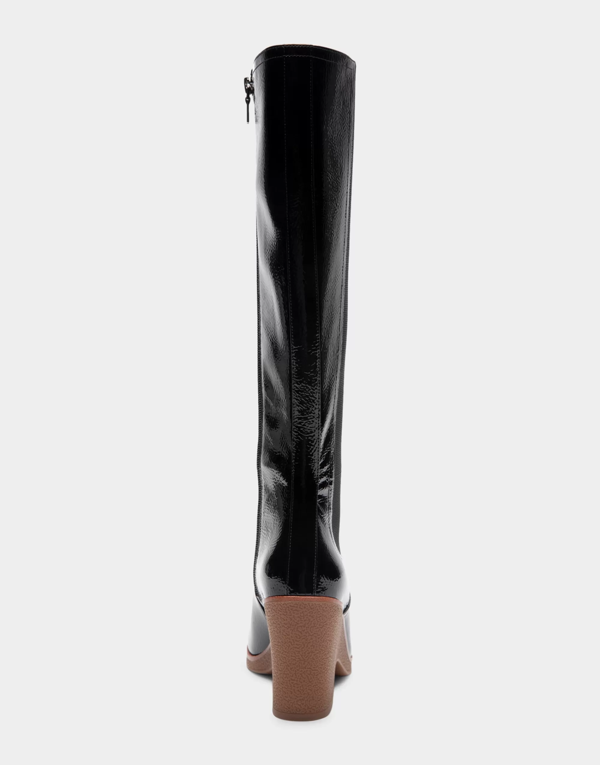 Aerosoles Wedge Boots | Heeled Boots*Comfortable Women's Knee High Sculpted Wedge Almond Toe Boot in Black Crinkled Patent Faux Leather