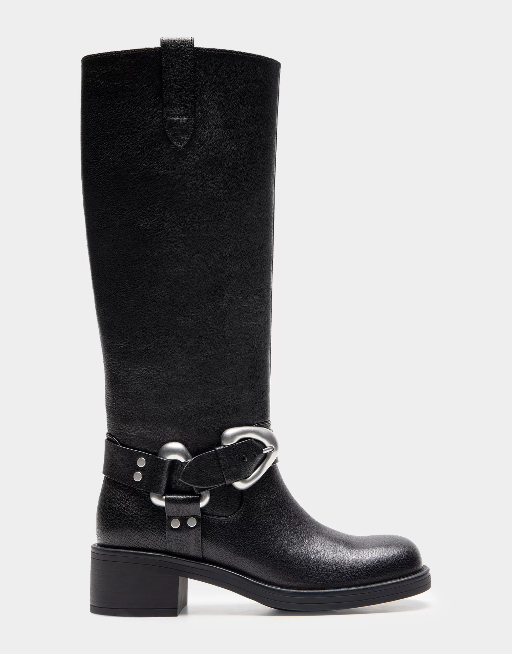 Aerosoles Heeled Boots | Tall Boots*Comfortable Women's Knee High Squared Toe Engineer Boot in Black Waxy Leather