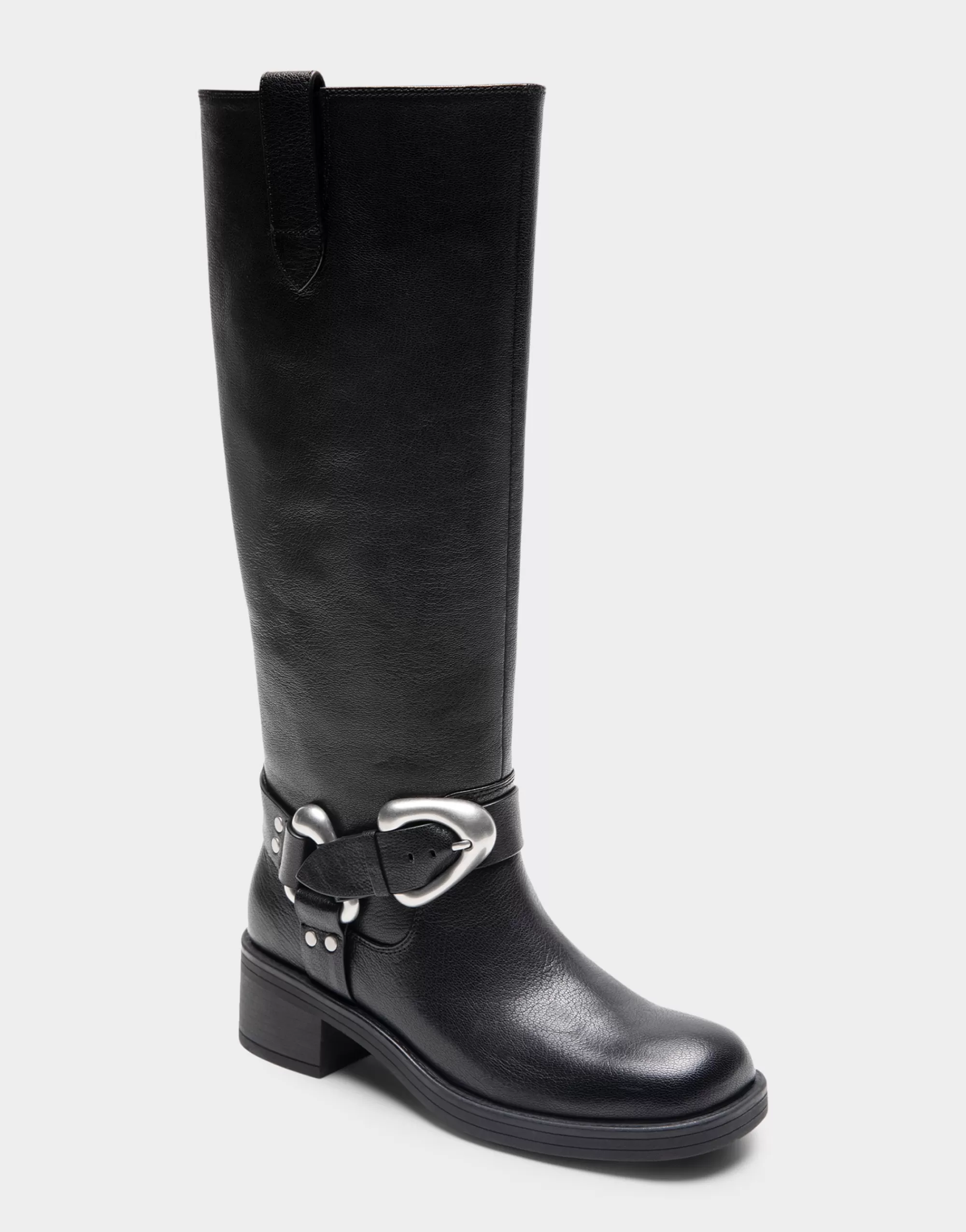 Aerosoles Heeled Boots | Tall Boots*Comfortable Women's Knee High Squared Toe Engineer Boot in Black Waxy Leather