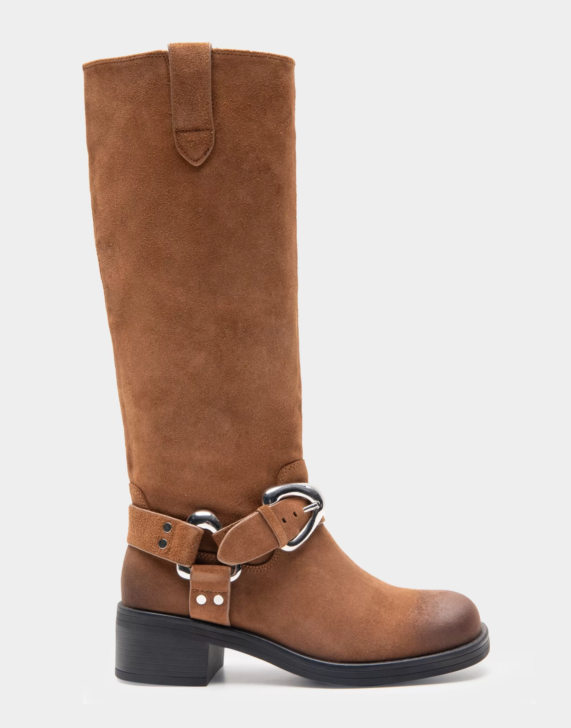 Aerosoles Heeled Boots | Tall Boots*Comfortable Women's Knee High Squared Toe Engineer Boot in Tobacco Suede