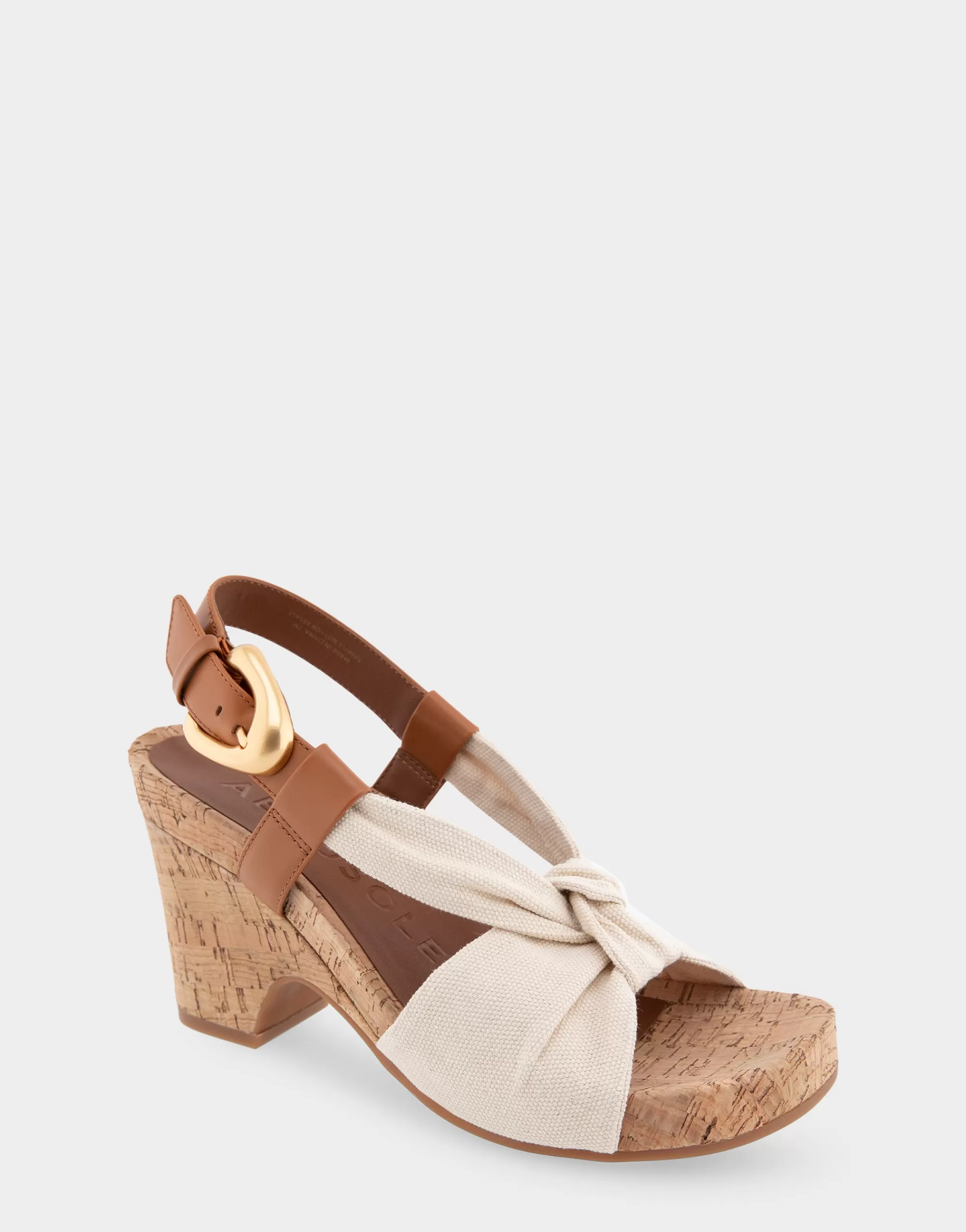Aerosoles Dress | Wedges*Comfortable Women's Knotted Buckled Footbed Wedge Sandal in Natural Canvas Fabric Canvas Fabric