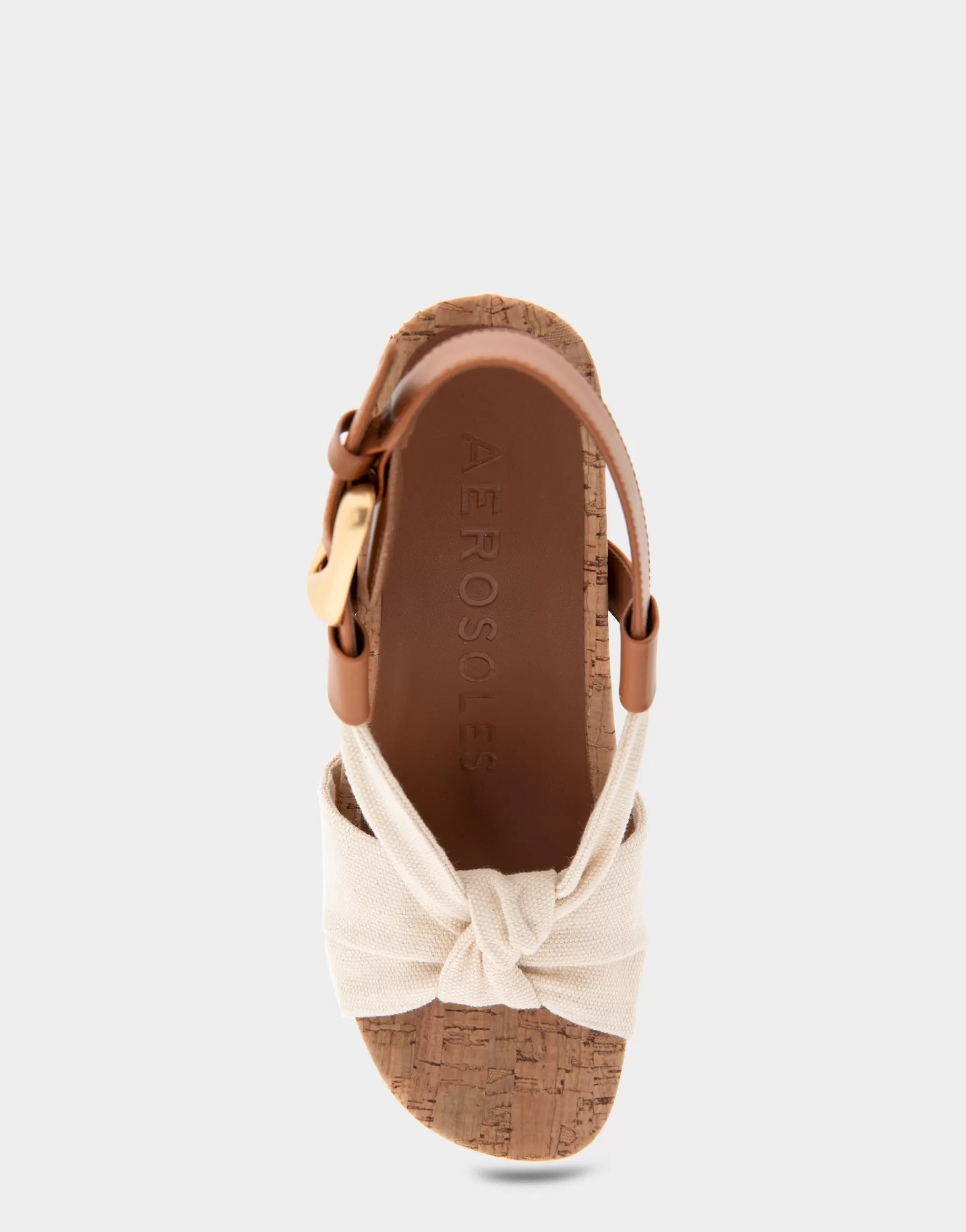 Aerosoles Dress | Wedges*Comfortable Women's Knotted Buckled Footbed Wedge Sandal in Natural Canvas Fabric Canvas Fabric